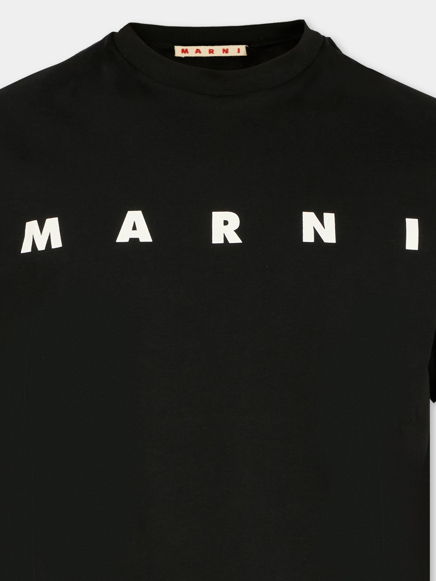 T-shirt nera per bambini con logo bianco,Marni Kids,M002MV M00RF 0M900