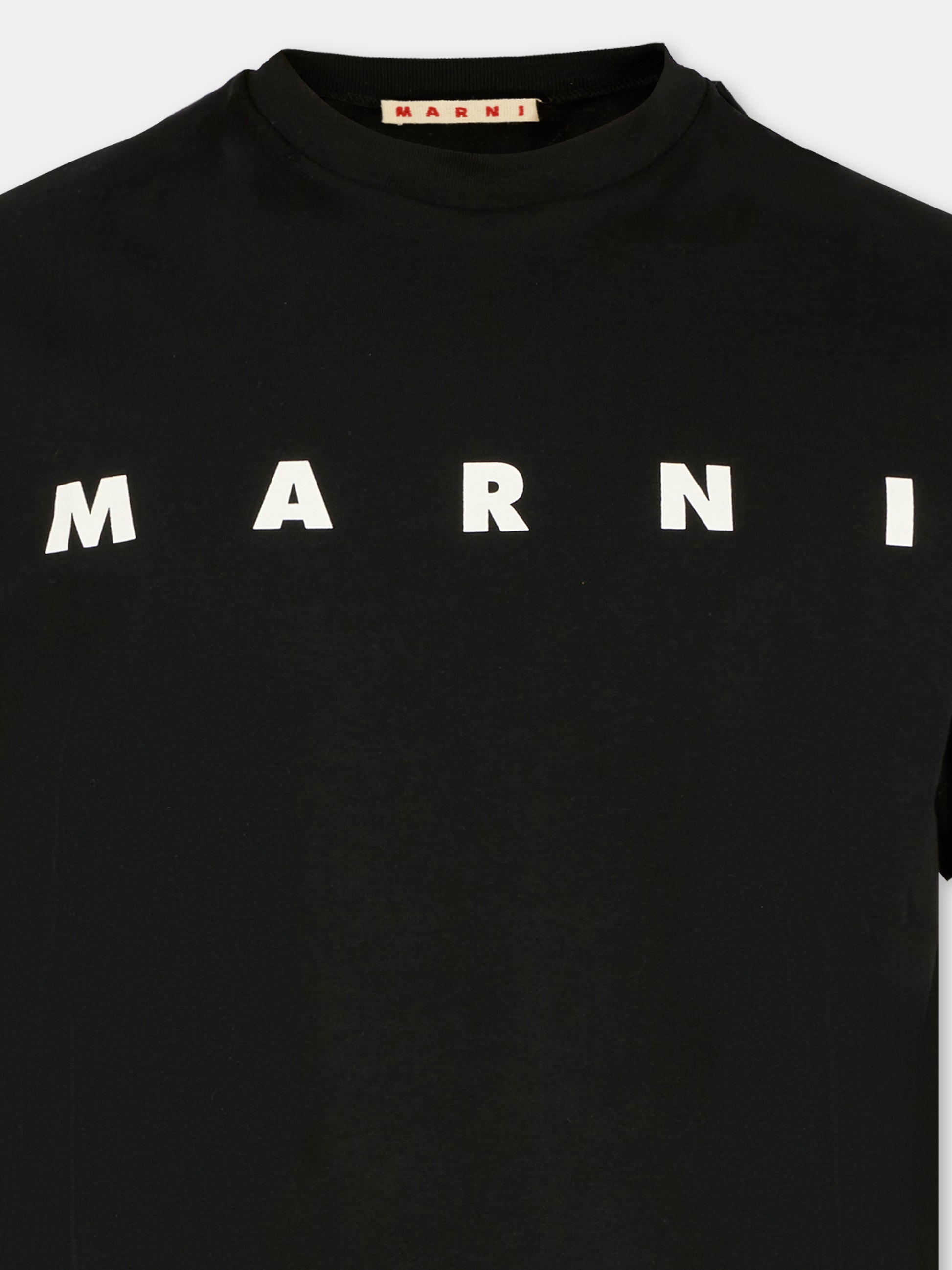 T-shirt nera per bambini con logo bianco,Marni Kids,M002MV M00RF 0M900