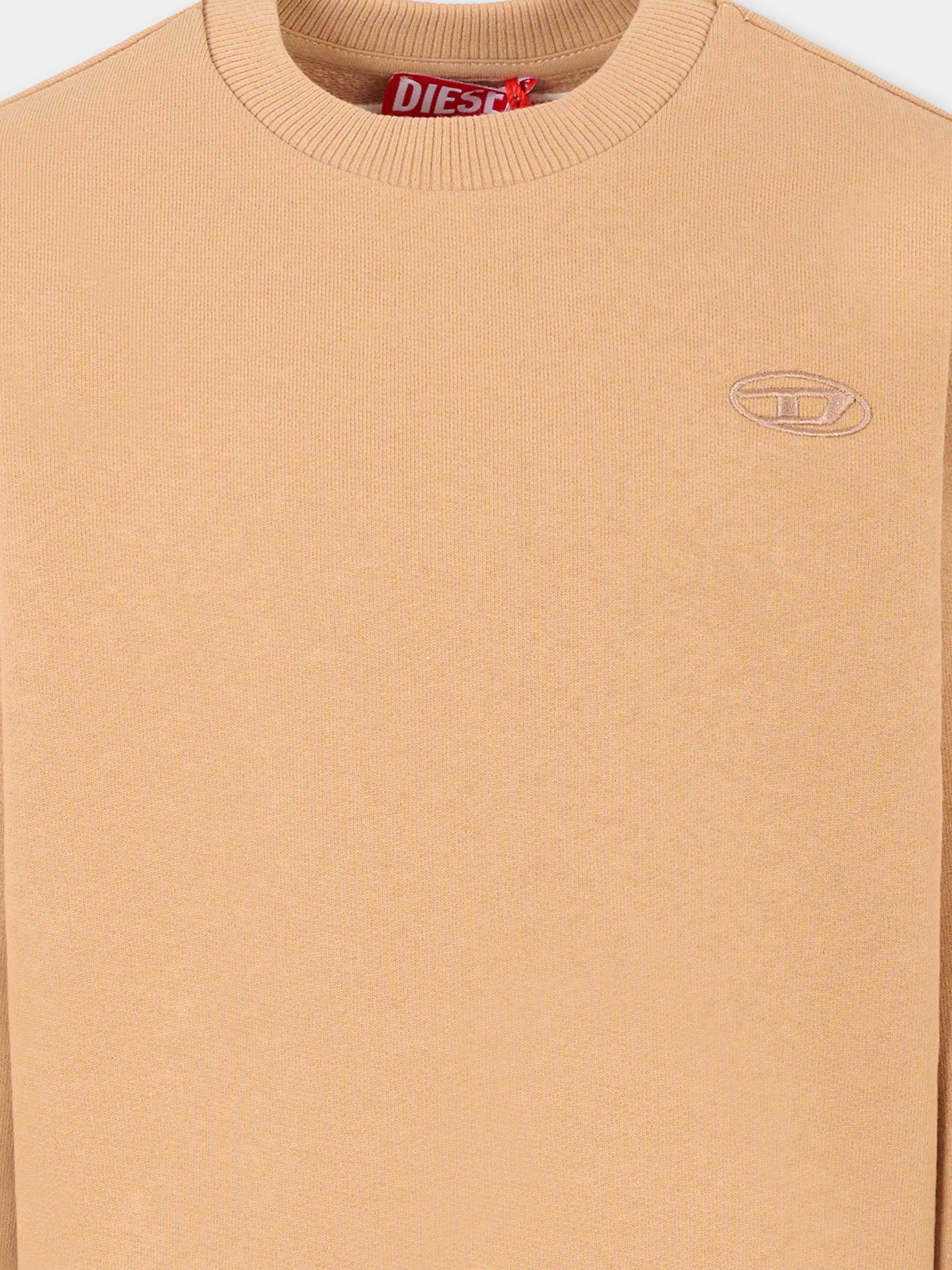 Felpa beige per bambino con logo ricamato,Diesel,J02274-0GYCJ-K726