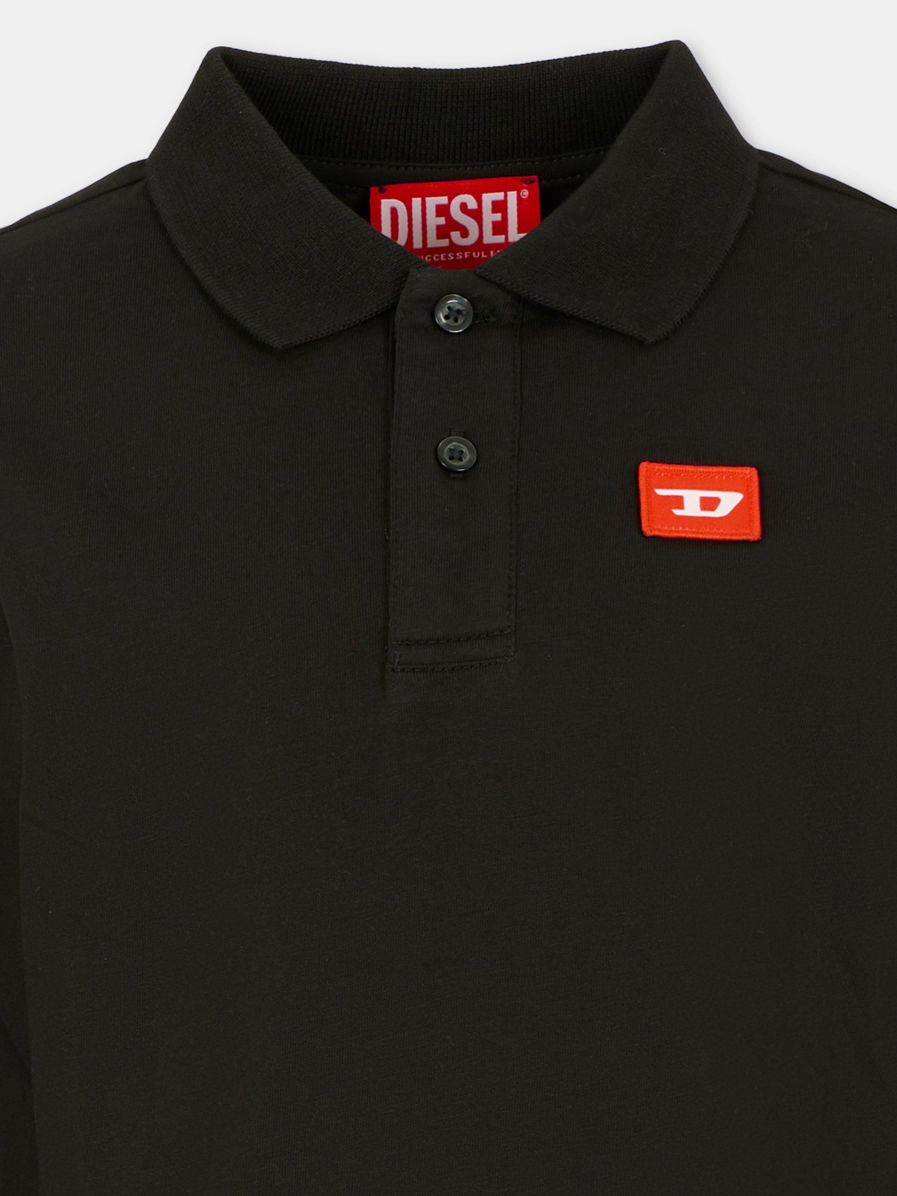 Polo nera per bambino con logo,Diesel,J02467-KYAR1-K900