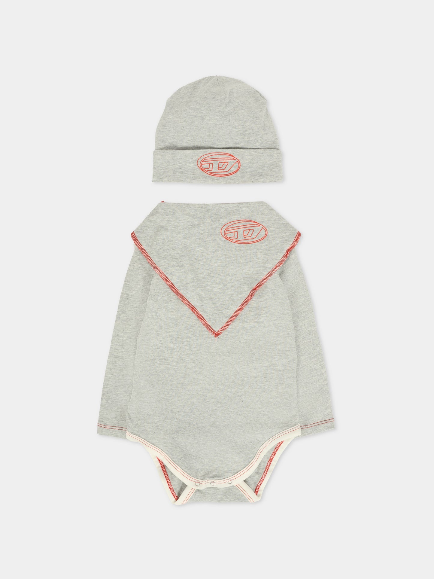 Set body grigio per neonato con logo,Diesel,N00085-KYAVU-K963
