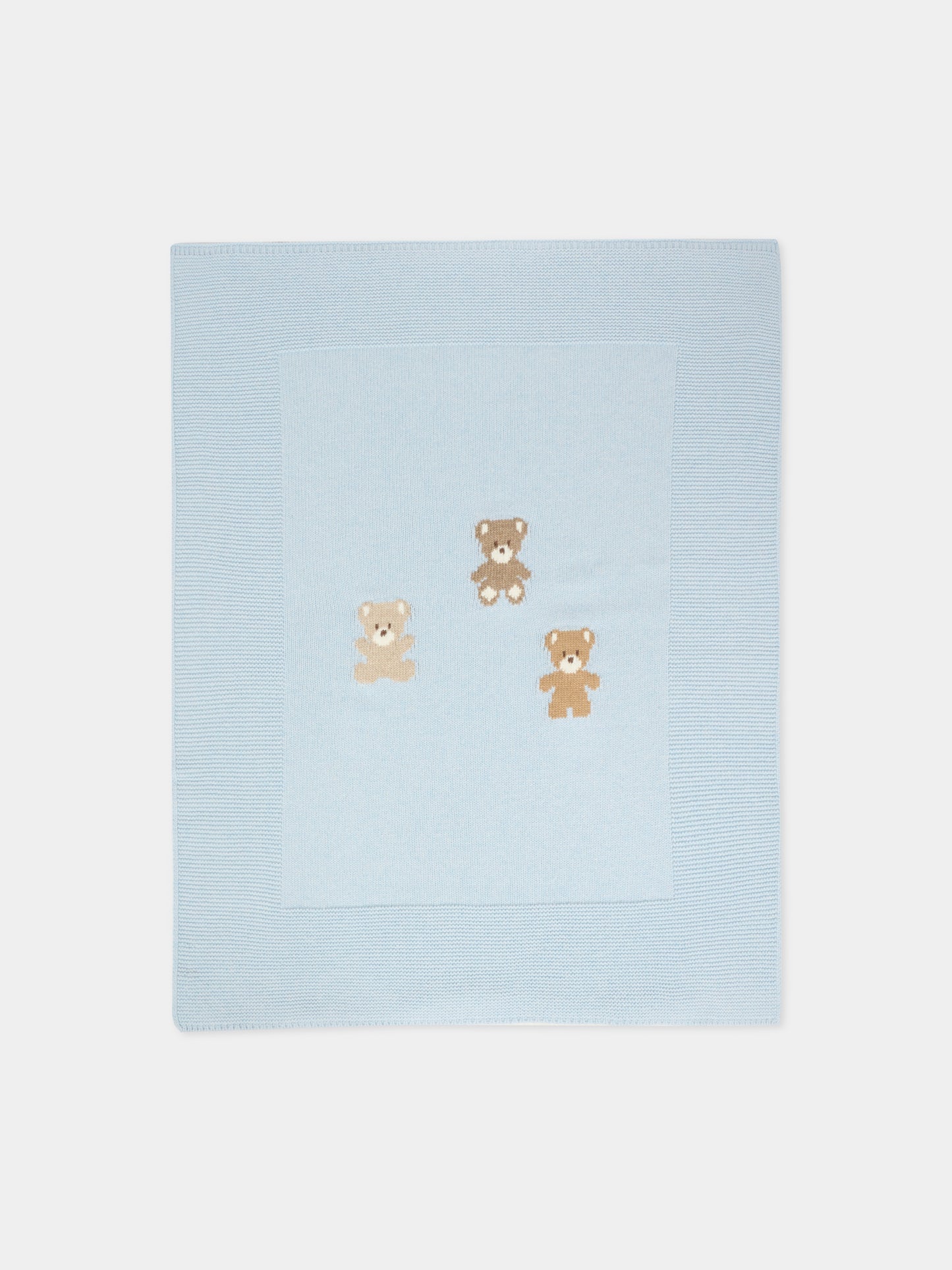 Coperta celeste per neonato con orsetti,J.o. Milano,568A1 CIELO