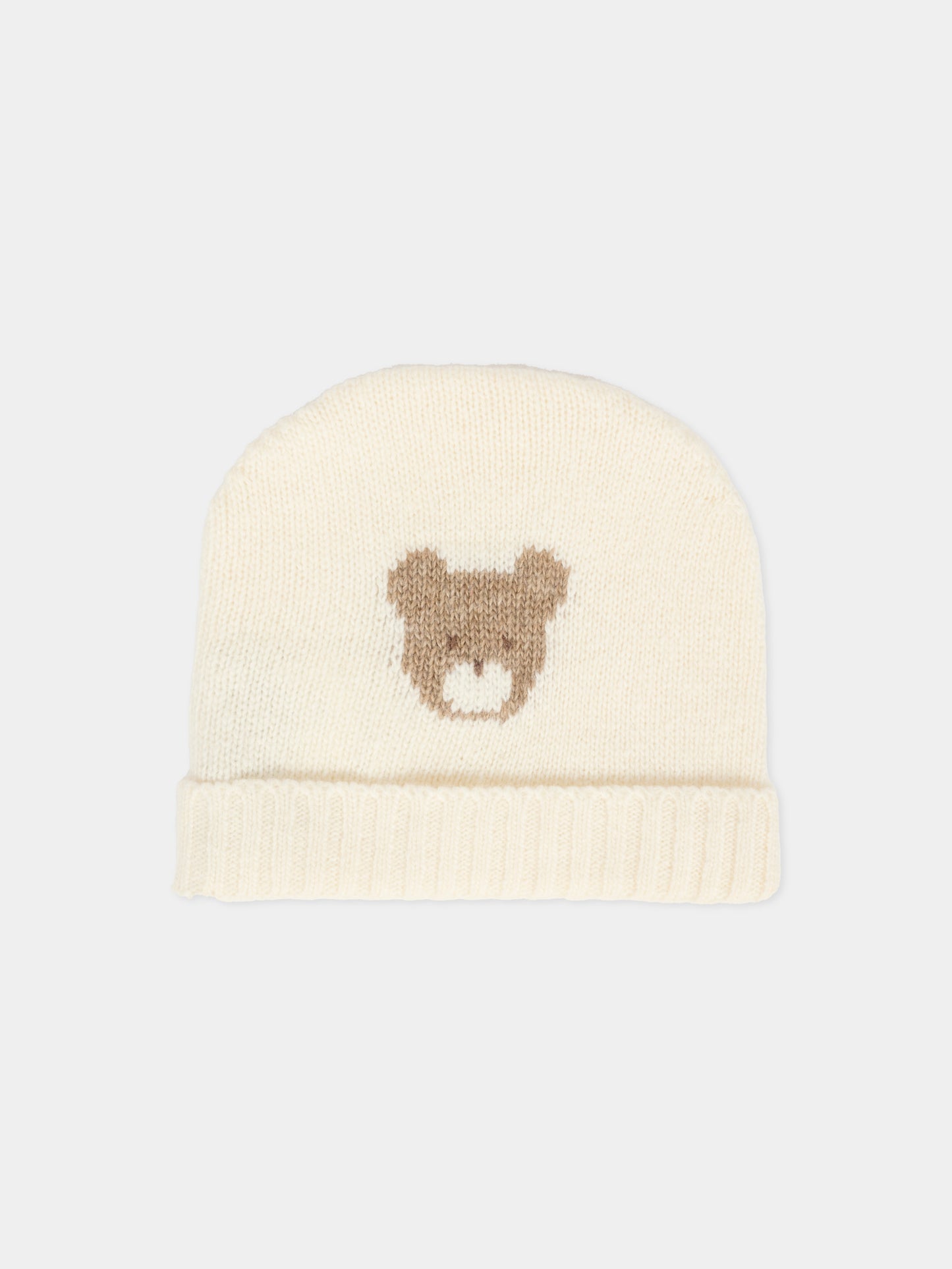 Berretto avorio per neonati con orsetto,J.o. Milano,569A1 PANNA