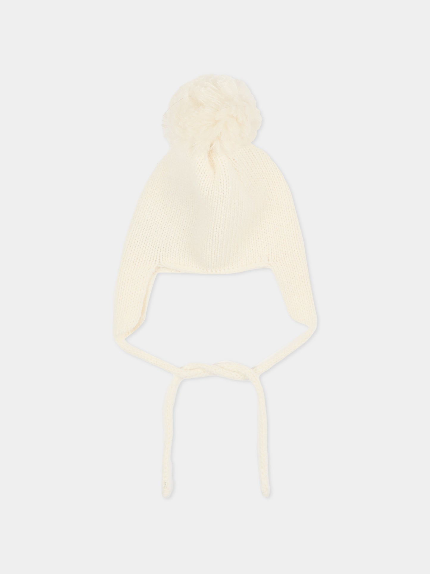 Cappello avorio per neonati con pompon,J.o. Milano,569Z0 PANNA