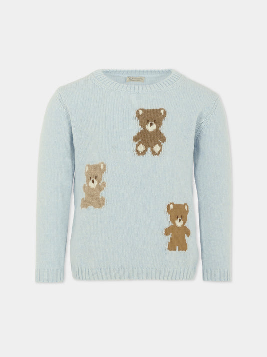 Maglione celeste per bambino con orsetti,J.o. Milano,563A1 CIELO