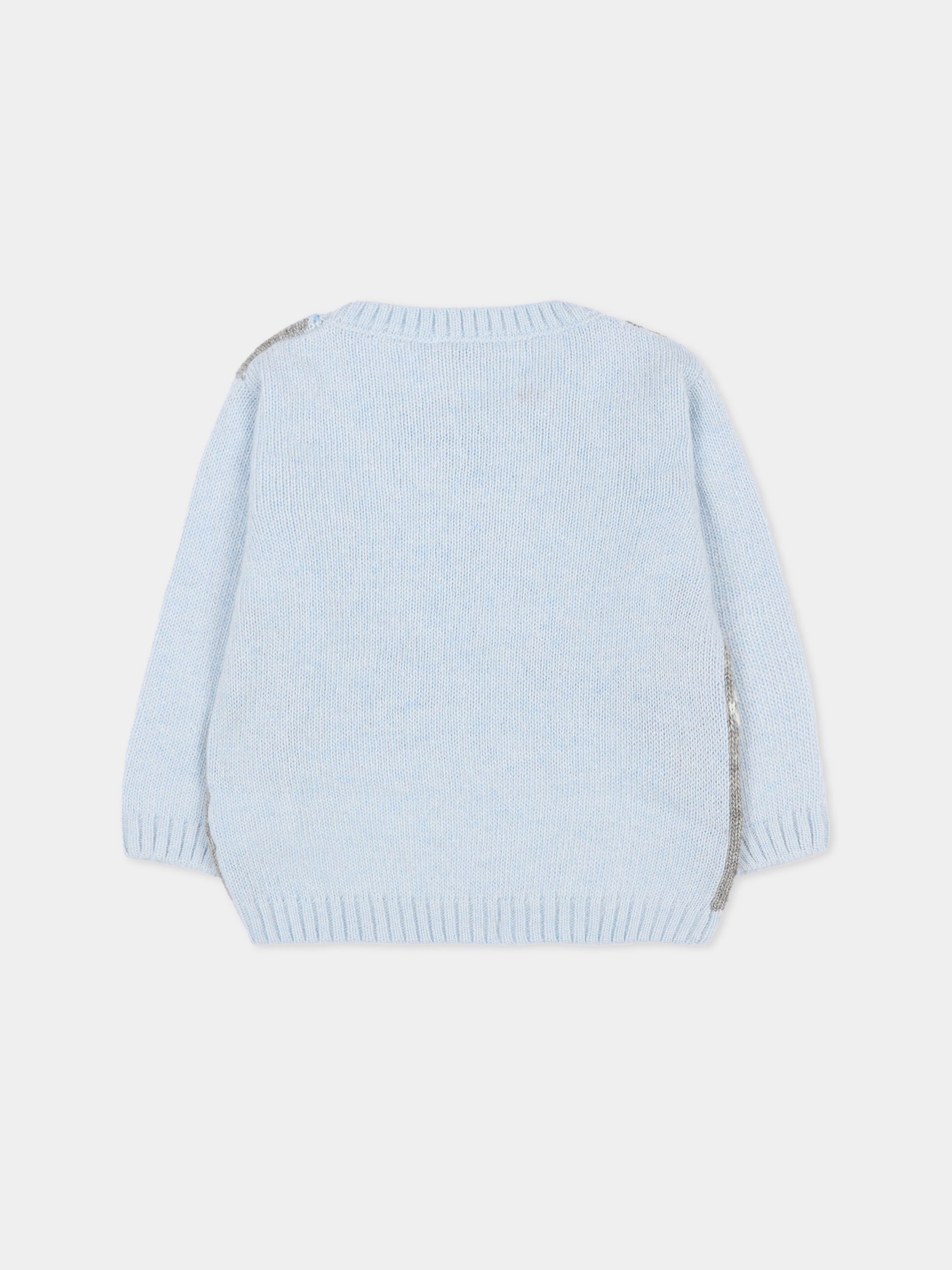 Maglione celeste per neonato con  motivo a rombi,J.o. Milano,563F2 CIELO