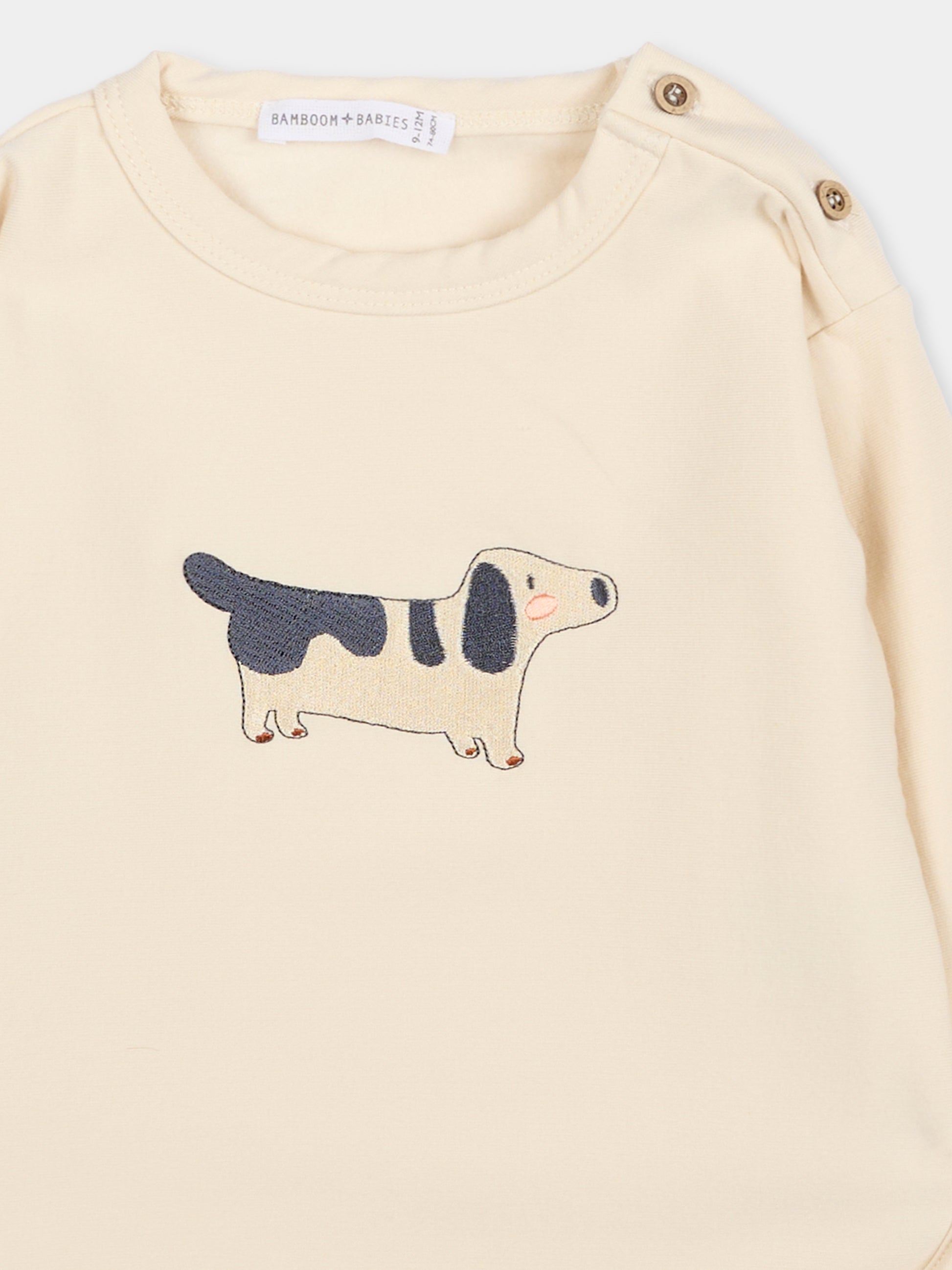 Felpa avorio per neonati con cane,Bamboom,1075 WARM WHITE
