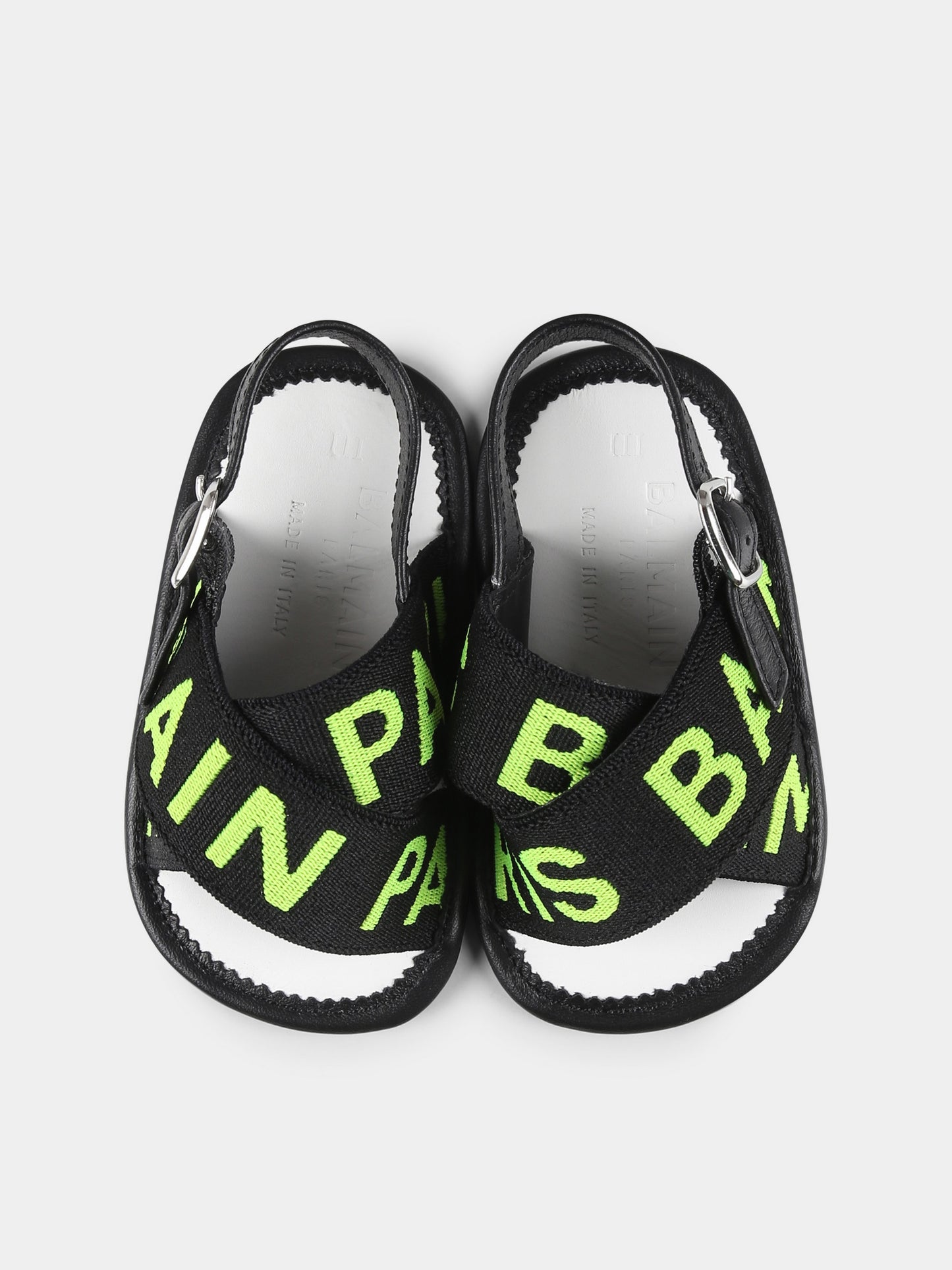 Sandali neri per neonati con logo,Balmain Kids,BU0656 Y0051 930GL