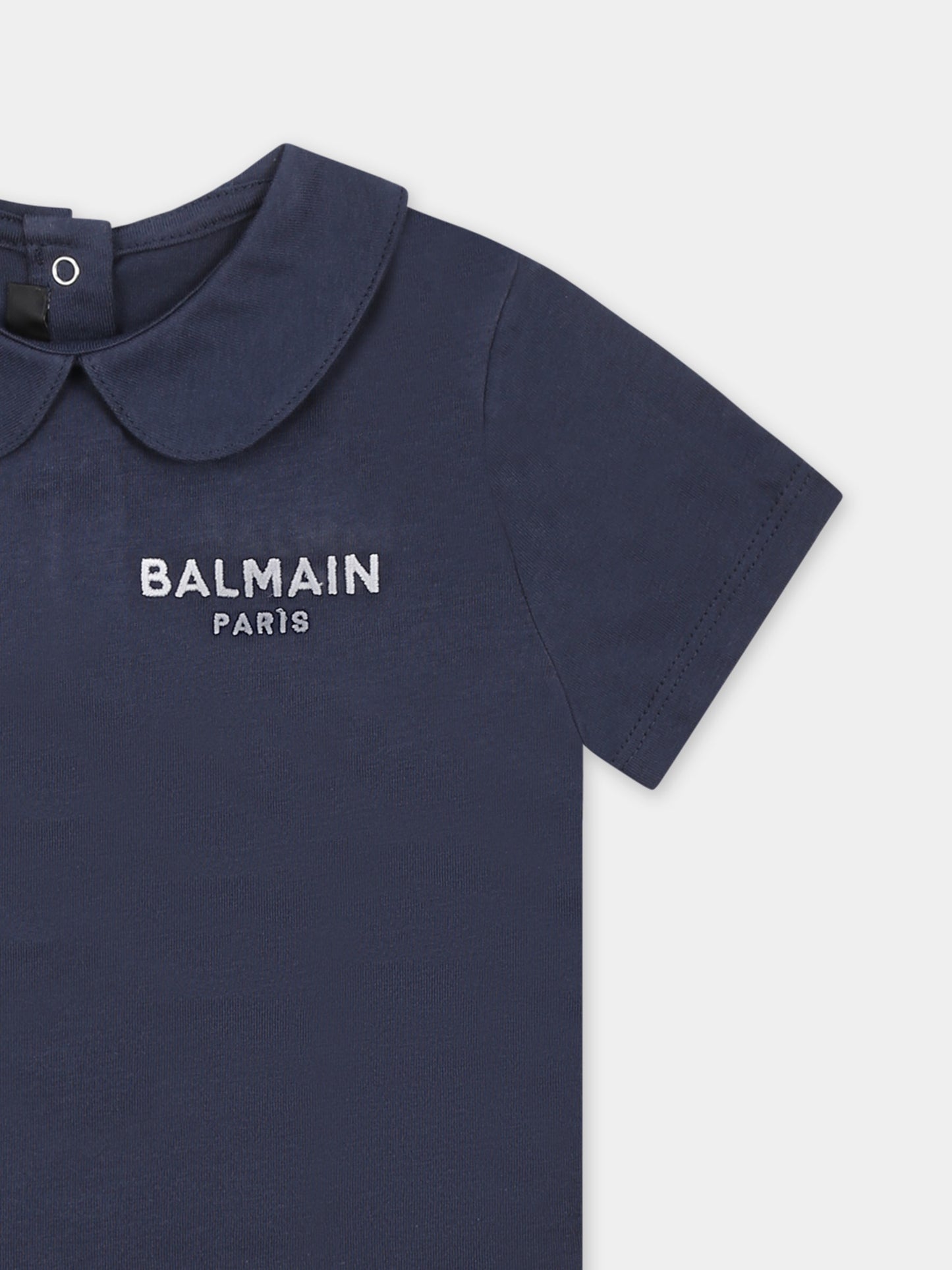 T-shirt blu per neonata con logo,Balmain Kids,BU8561 Z1751 649
