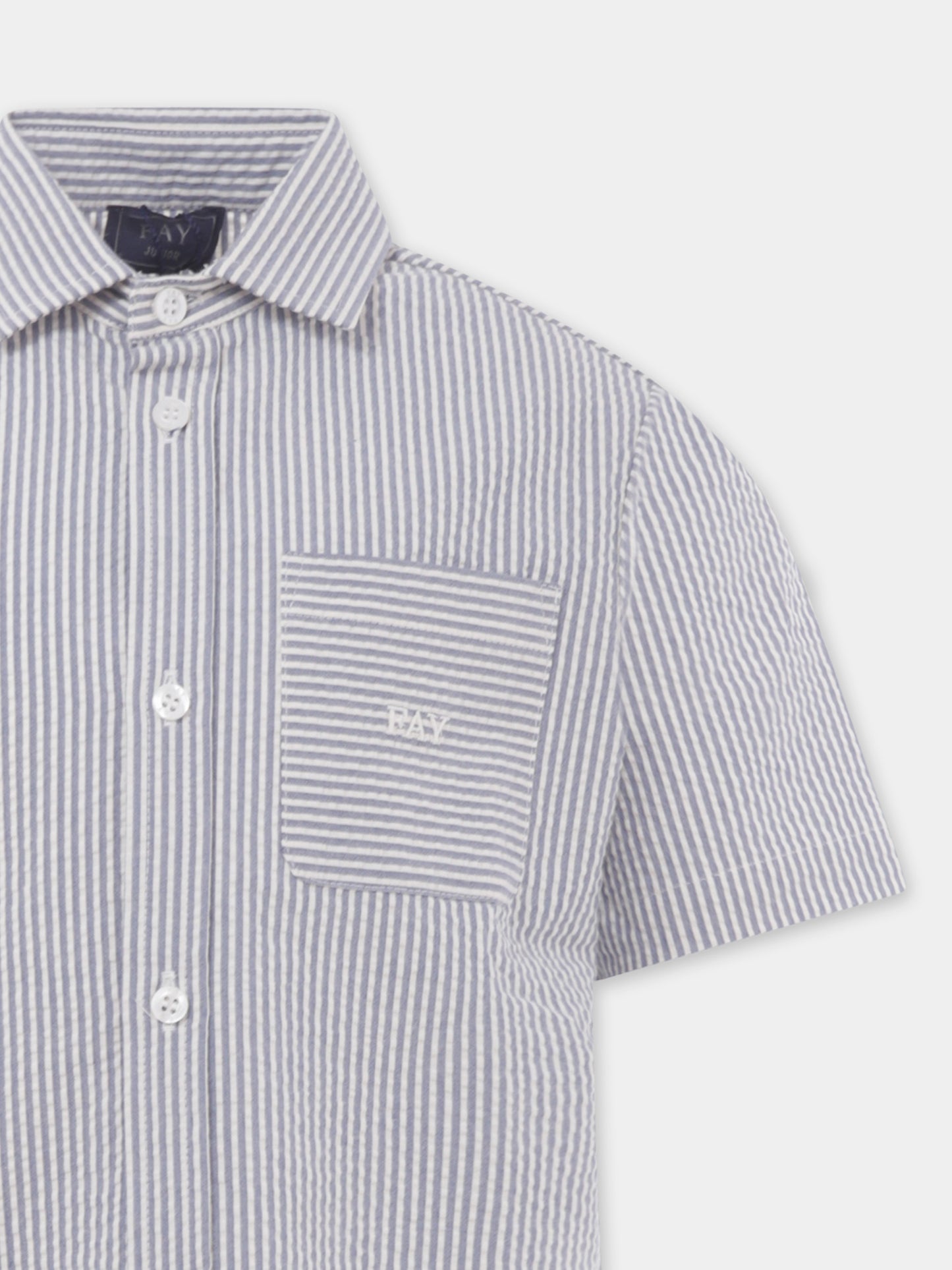 Camicia celeste per bambino con logo,Fay Kids,FU5P31 G0133 626AV