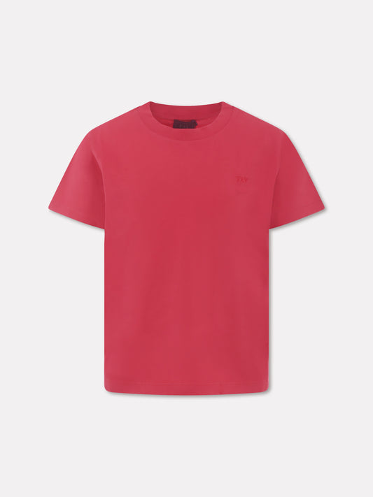 T-shirt rossa per bambino con logo,Fay Kids,FU8P41 Z2129 449