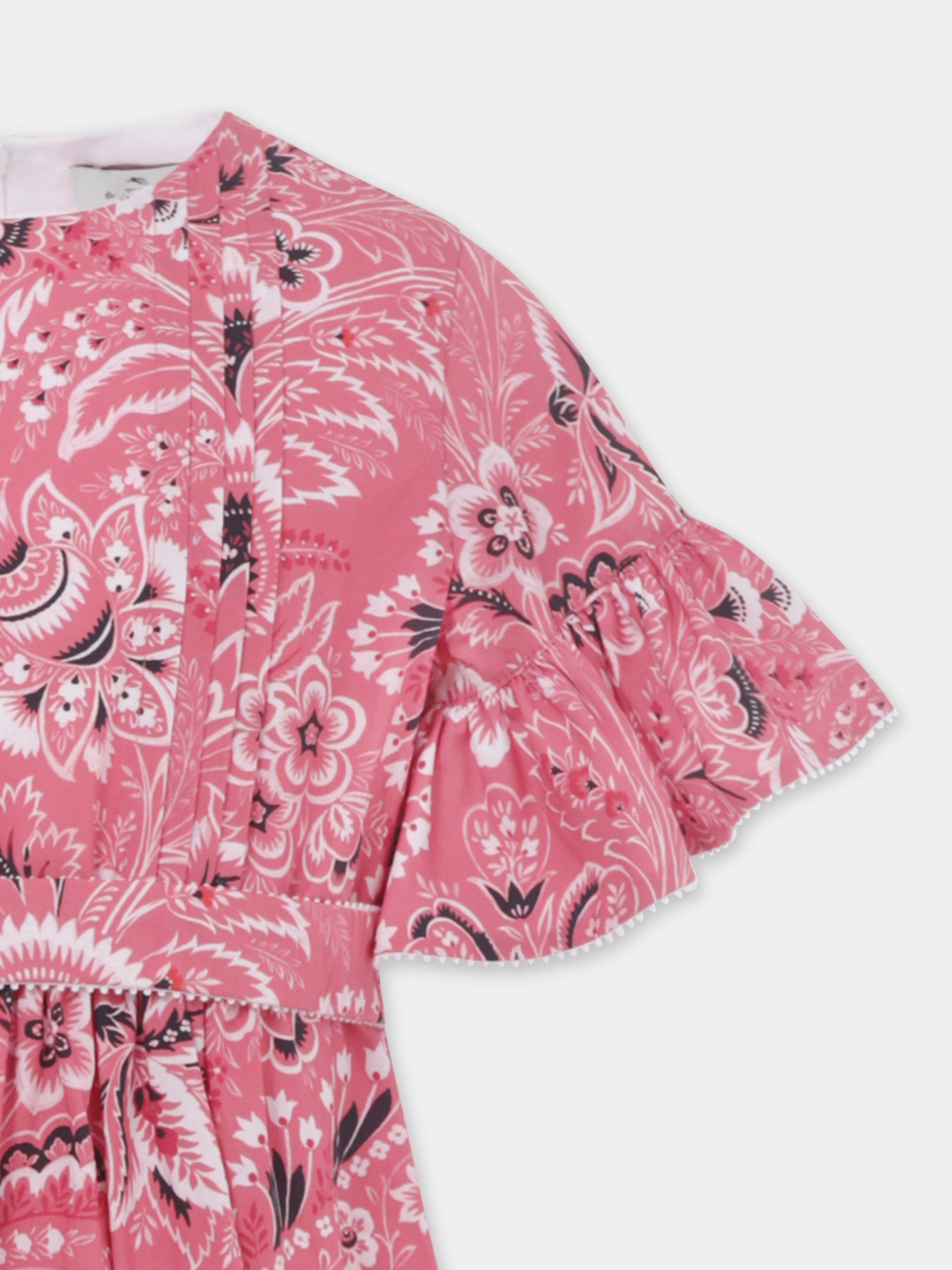 Vestito rosso per bambina con stampa paisley,Etro,GU1A71 P0417 50OAV