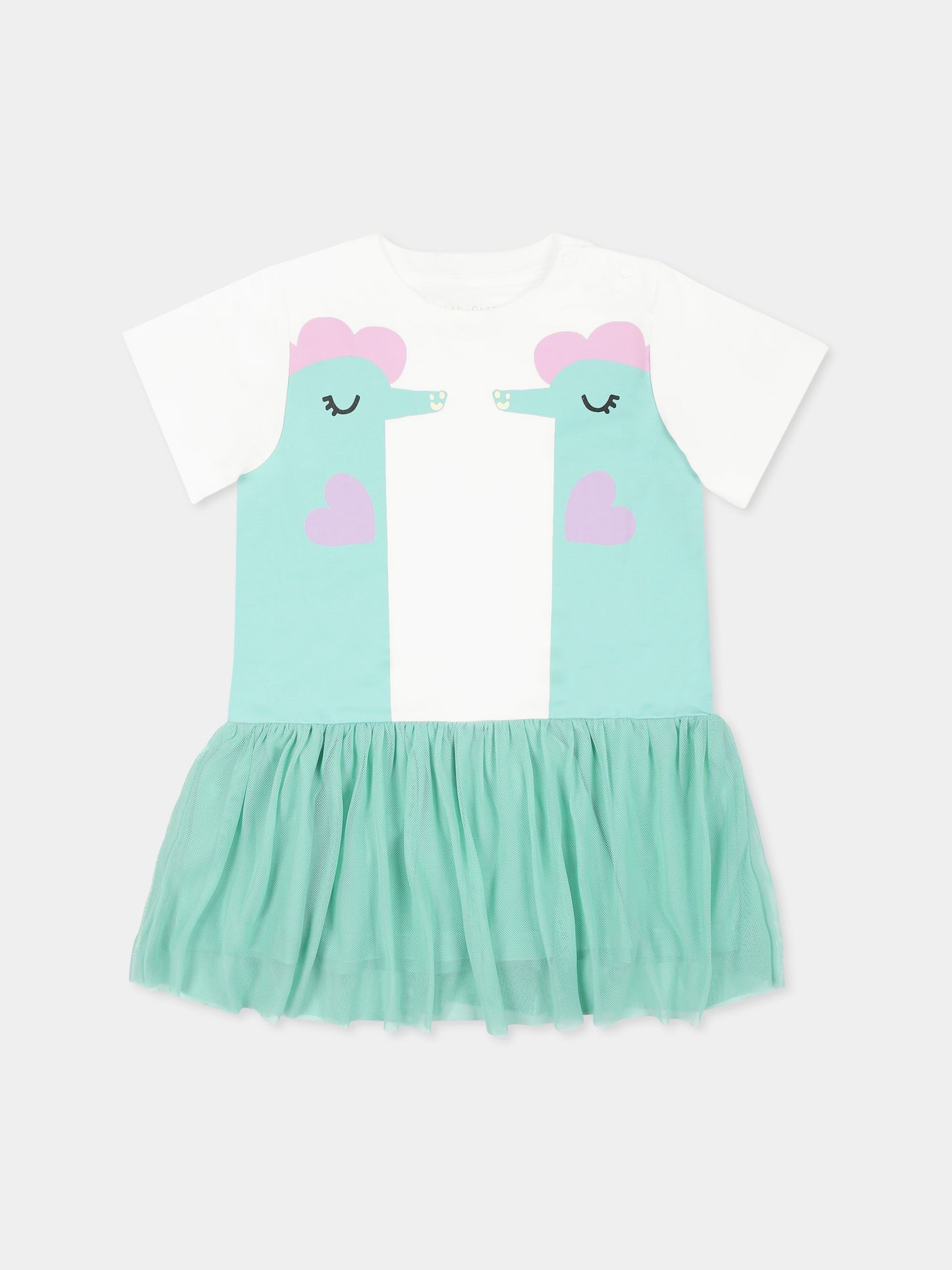 Vestito bianco per neonata con cavallucci marini,Stella Mccartney Kids,TU1031 Z0434 101