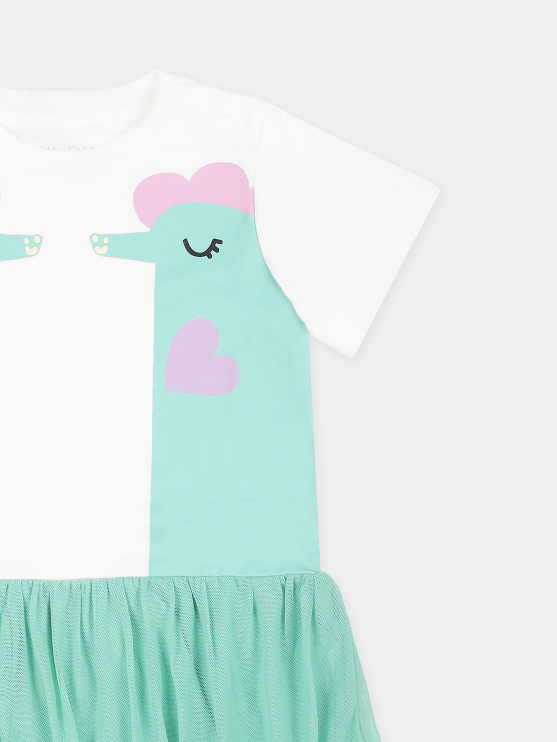 Vestito bianco per neonata con cavallucci marini,Stella Mccartney Kids,TU1031 Z0434 101