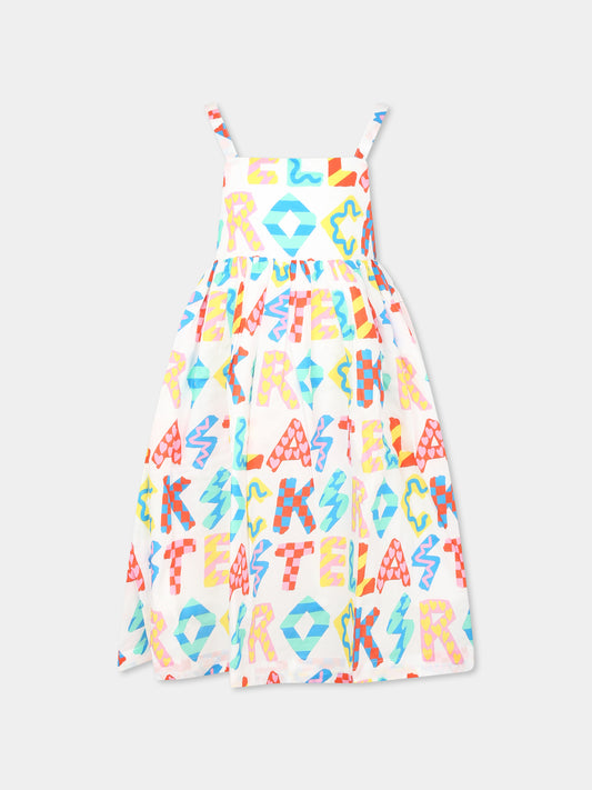 Vestito multicolor per bambina con logo all over,Stella Mccartney Kids,TU1A42 Z1586 101MC