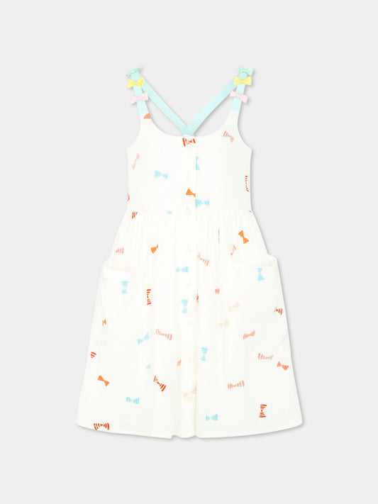 Vestito bianco per bambina con fiocchi all over,Stella Mccartney Kids,TU1B52 Z1593 101EM