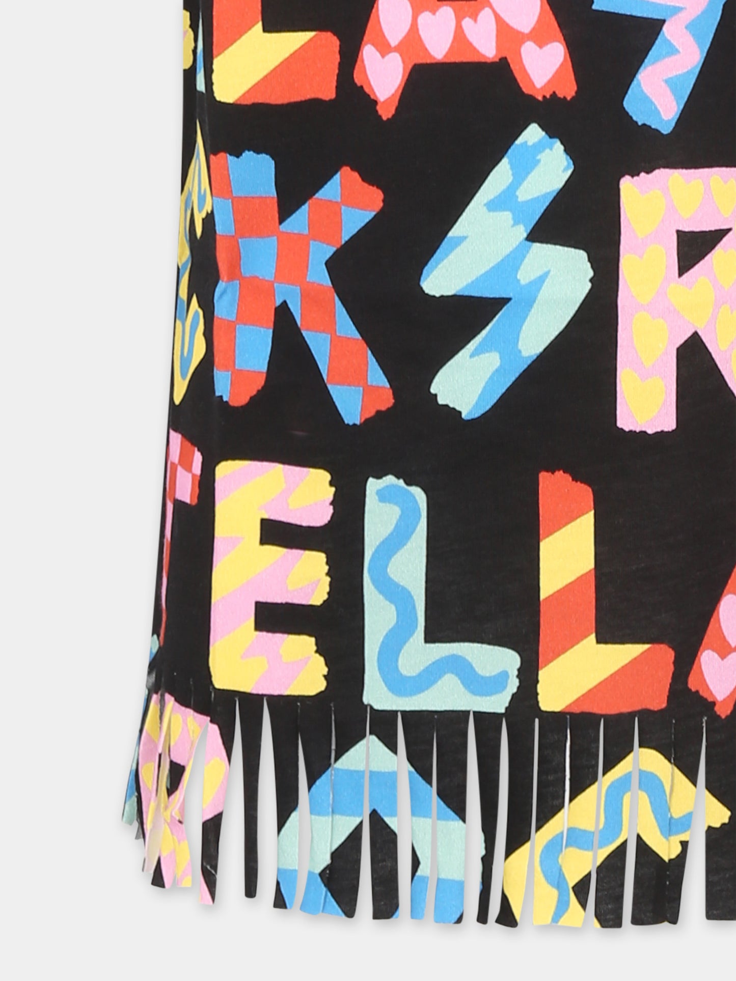 Vestito nero per bambina con logo all over,Stella Mccartney Kids,TU1D71 Z1583 930MC