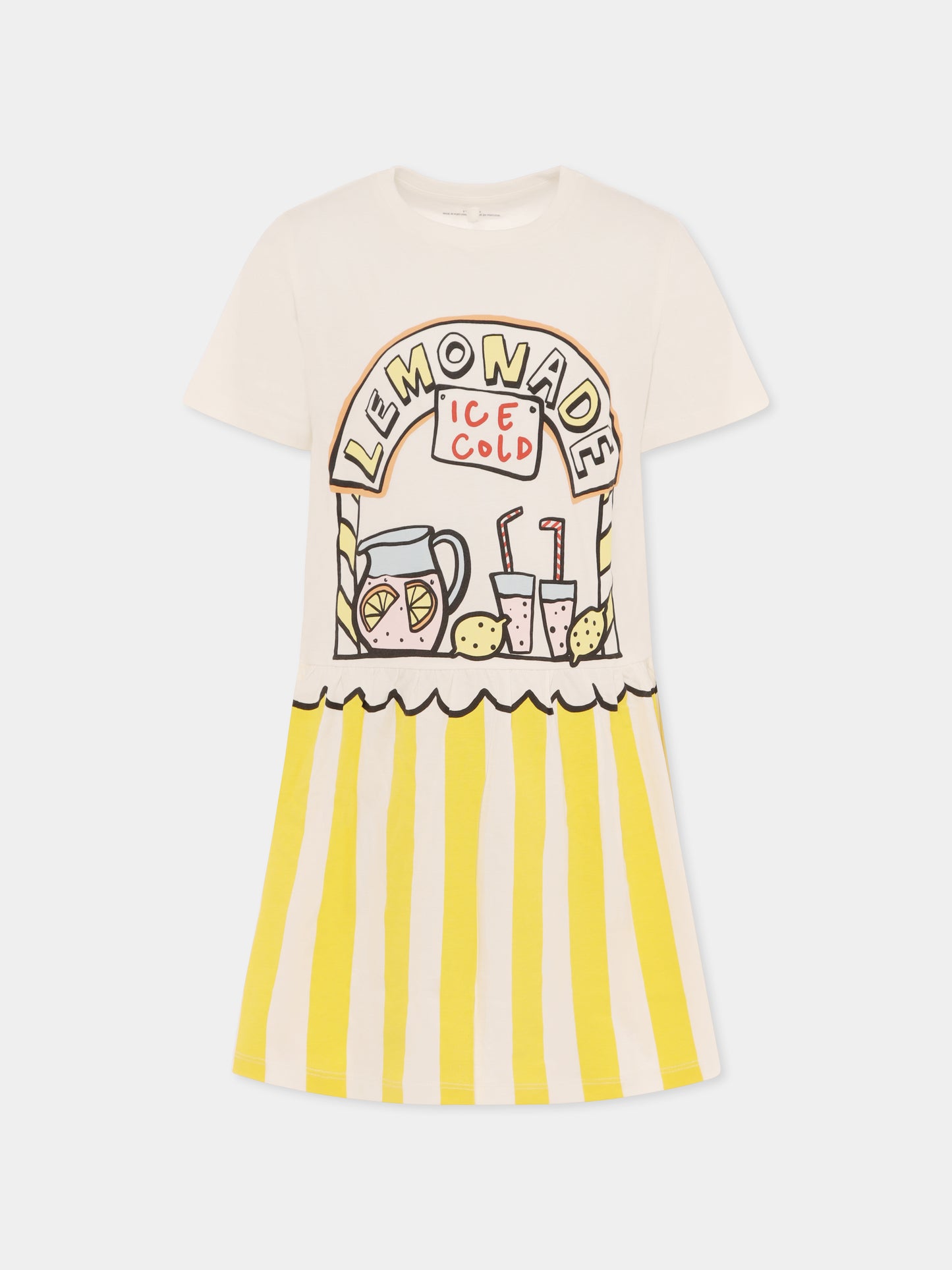 White dress for girl with lemonade print