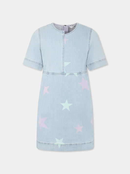 Vestito denim per bambina con stelle all over,Stella Mccartney Kids,TU1E81 Z0863 600MC