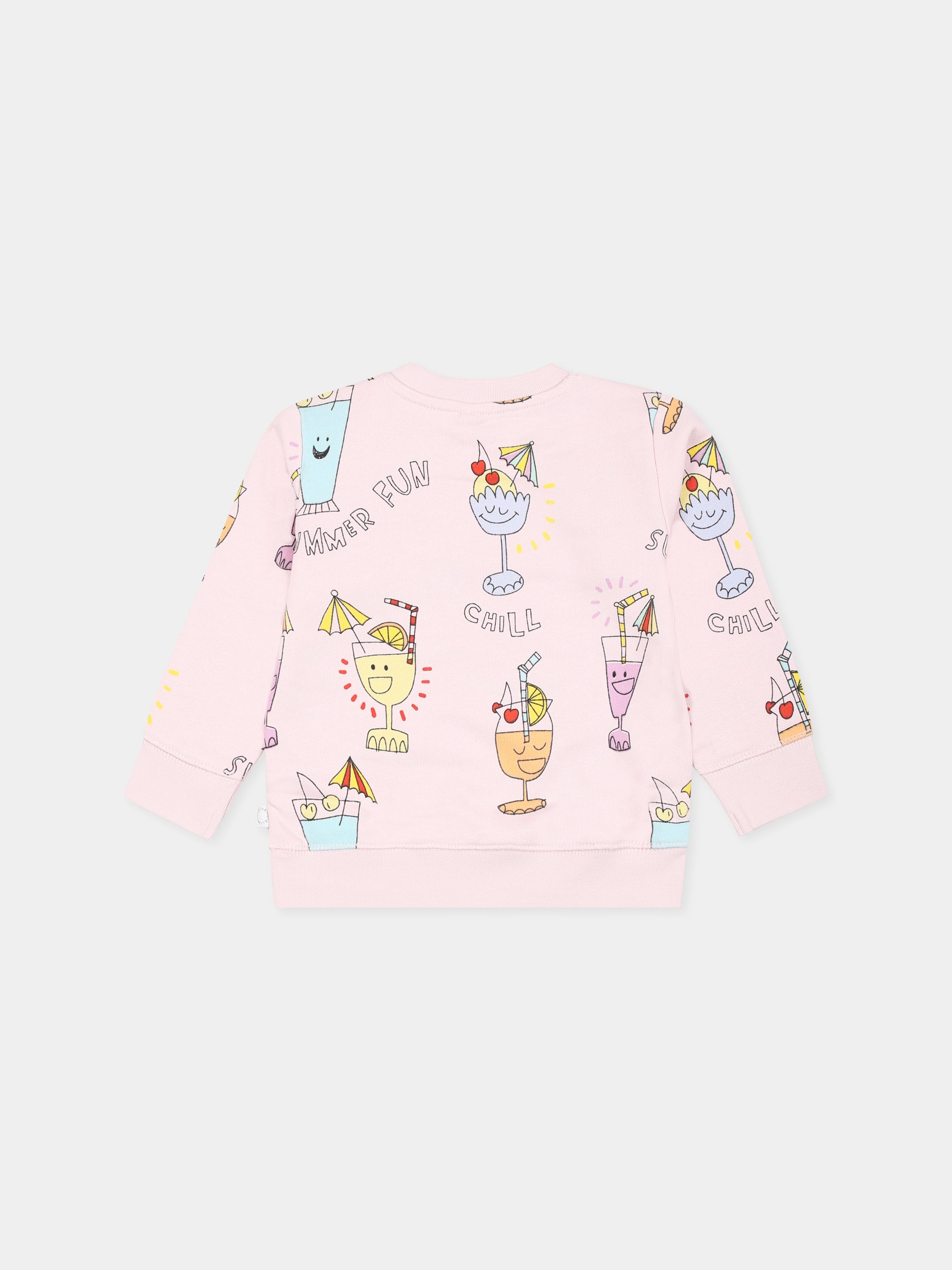 Felpa lilla per neonata con stampa cocktail all over,Stella Mccartney Kids,TU4000 Z1632 50HMC