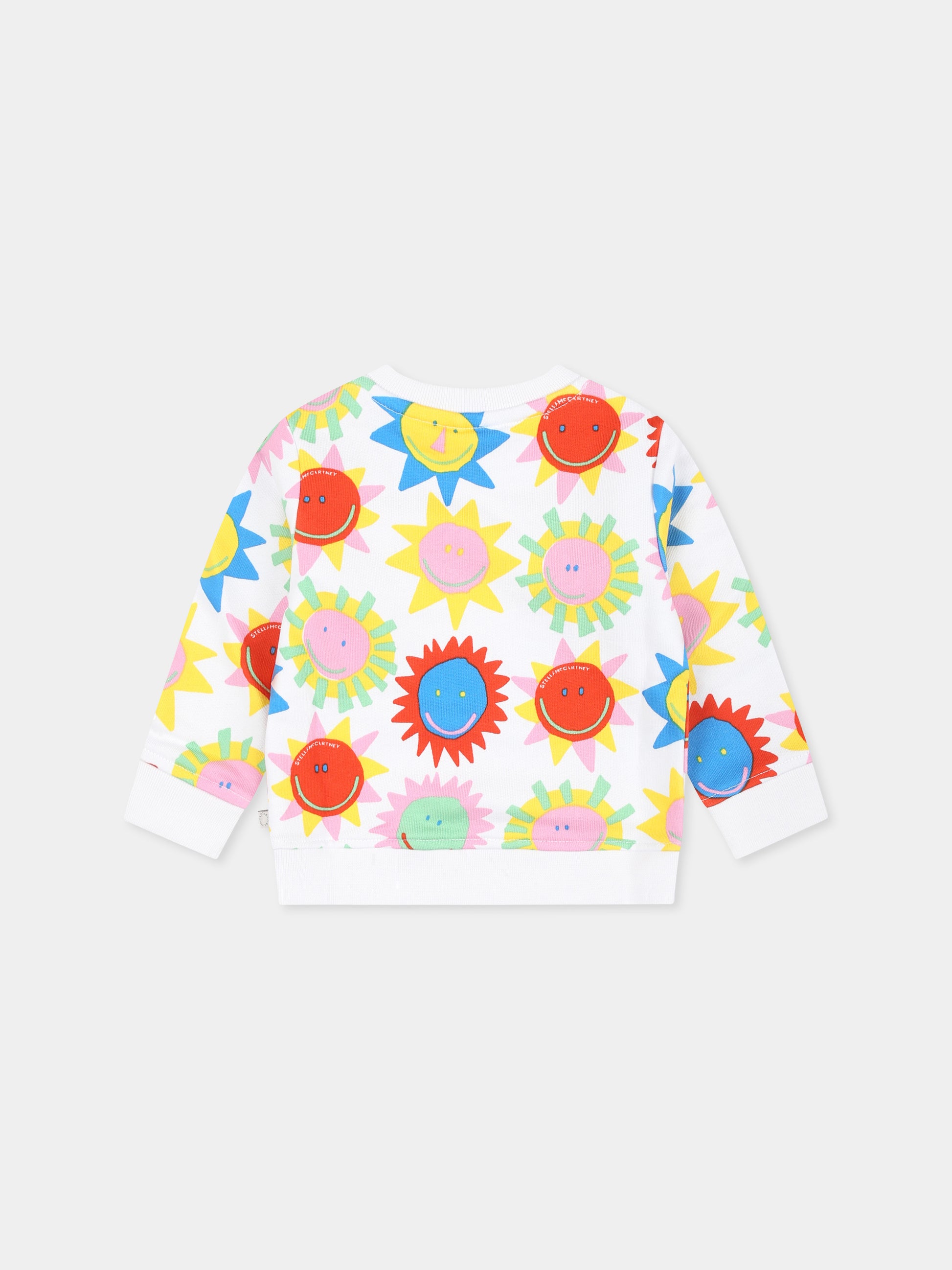 Felpa bianca per neonata con sole all over,Stella Mccartney Kids,TU4120 Z1813 100MC