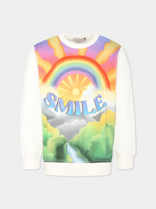 Felpa bianca per bambina con arcobaleno,Stella Mccartney Kids,TU4B90 Z0499 101