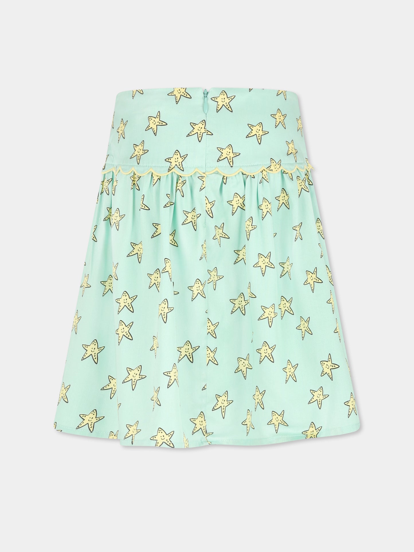 Gonna verde per bambina con stelle all over,Stella Mccartney Kids,TU7A21 Z1607 787MC