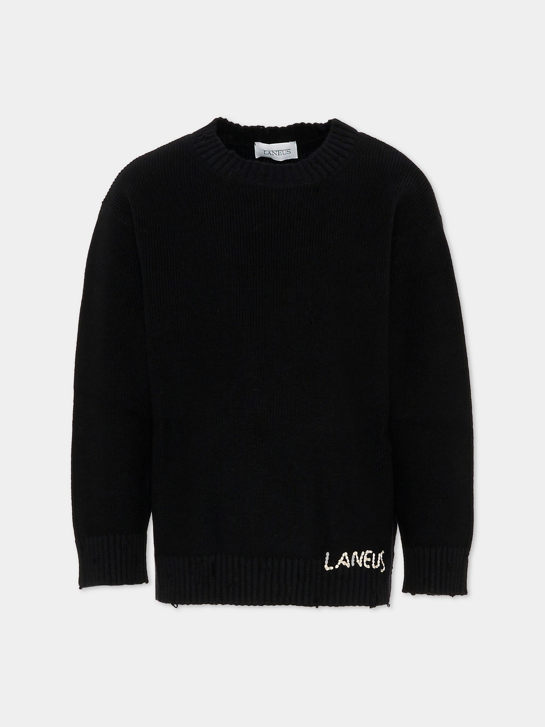 Maglione nero per bambini con logo,Laneus,F5LKJUJP036 110