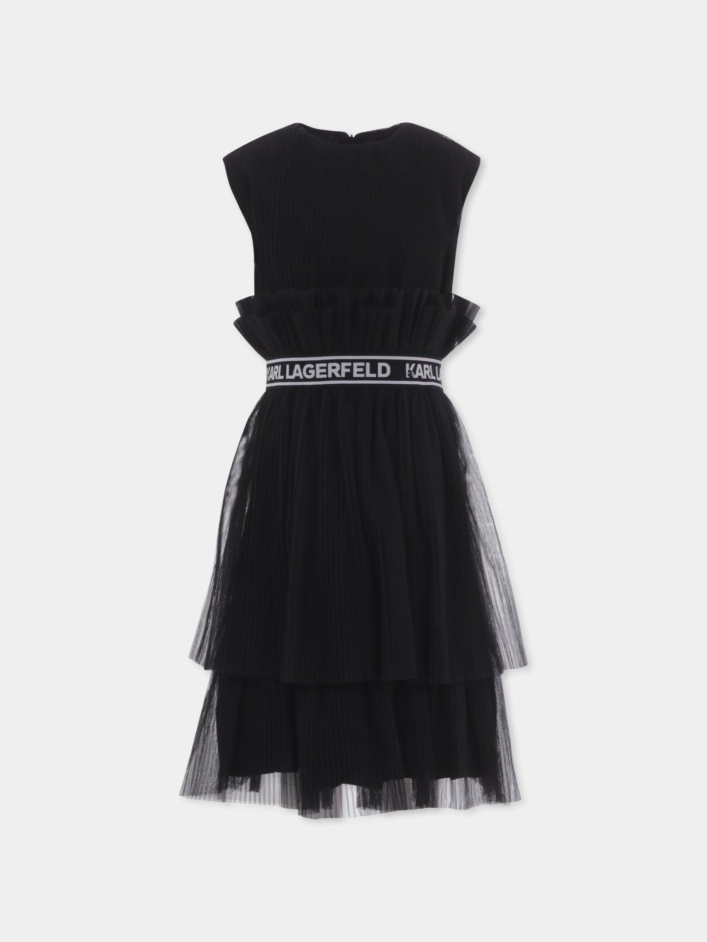 Vestito nero per bambina con logo,Karl Lagerfeld Kids,Z30083 09B