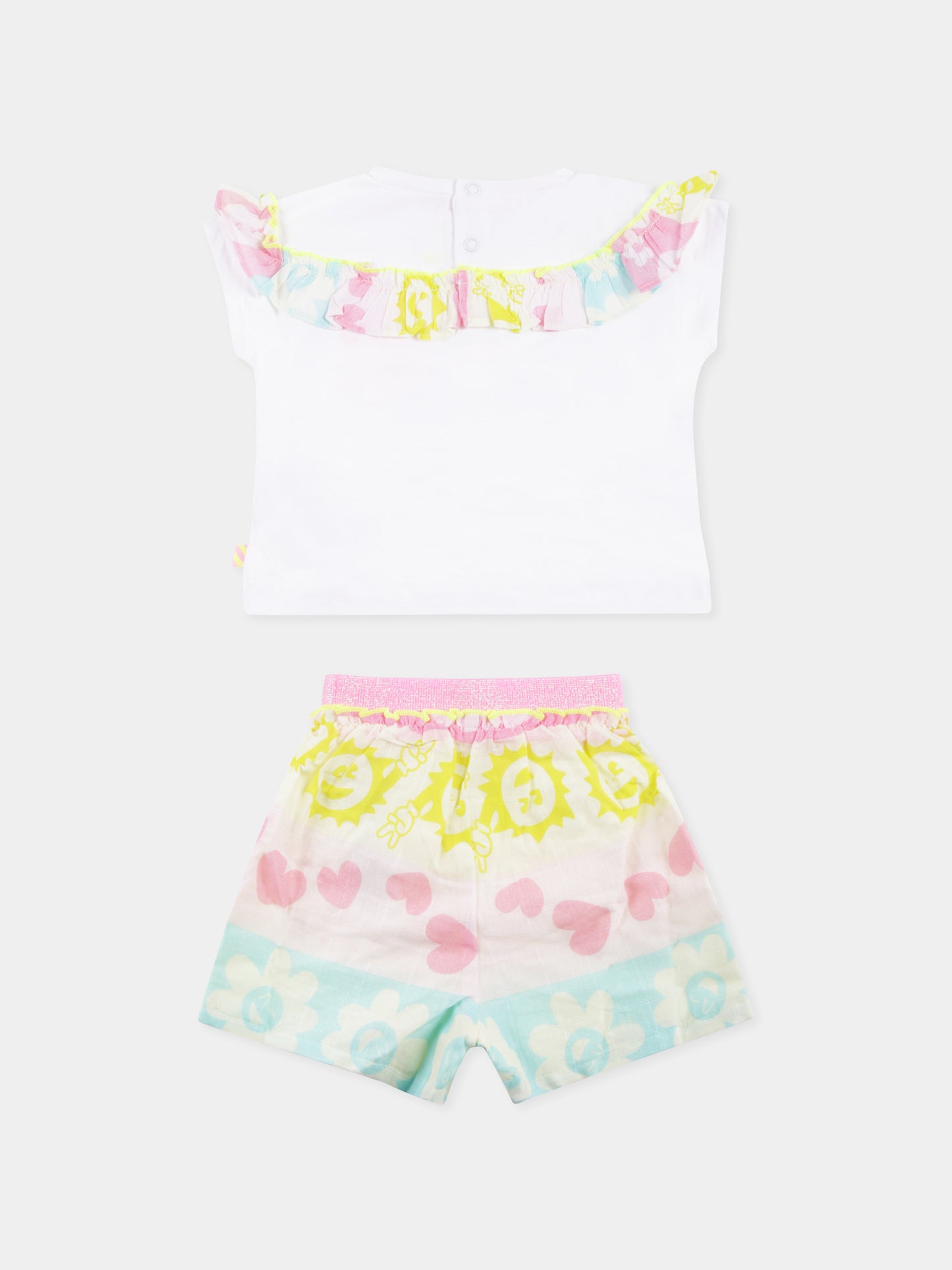 Completo bianco per neonata con logo e fiore,Billieblush,U20040 515