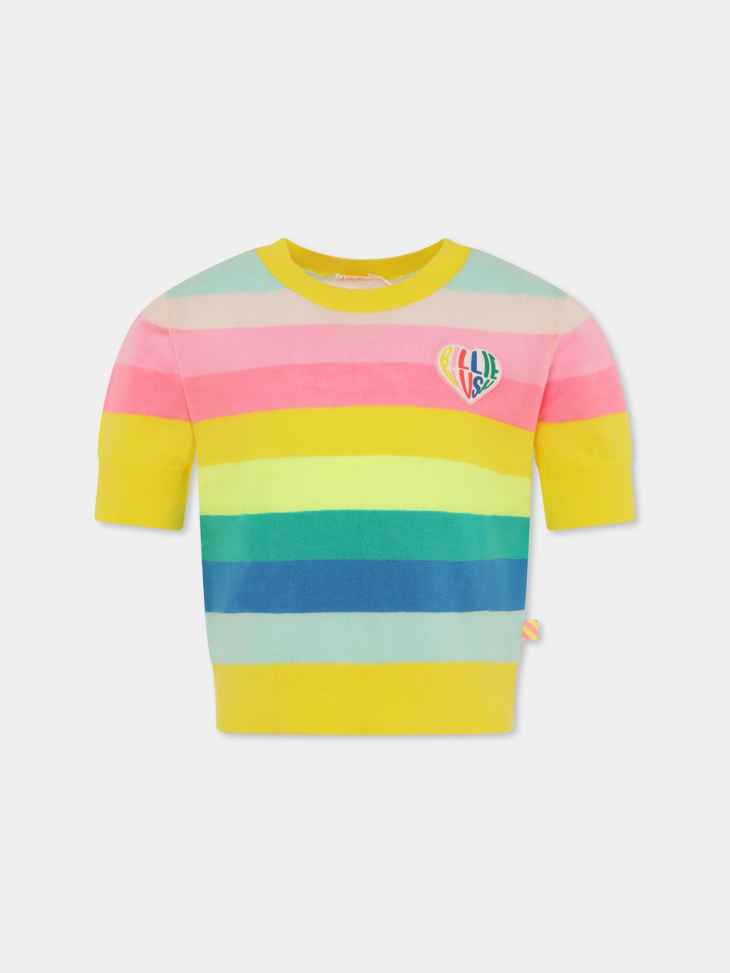 Multicolor sweater for girl with heart