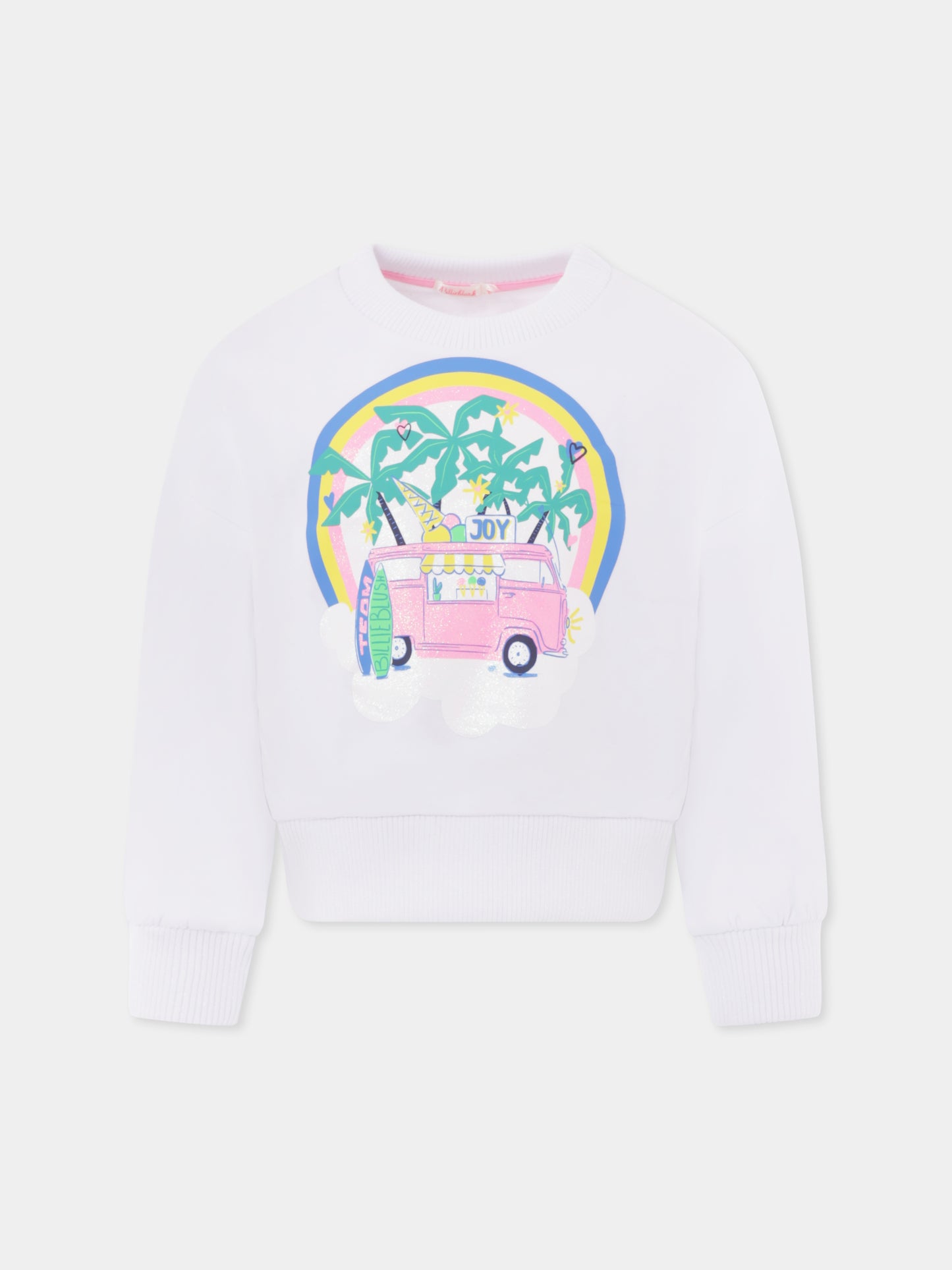 White sweatshirt for girl with print