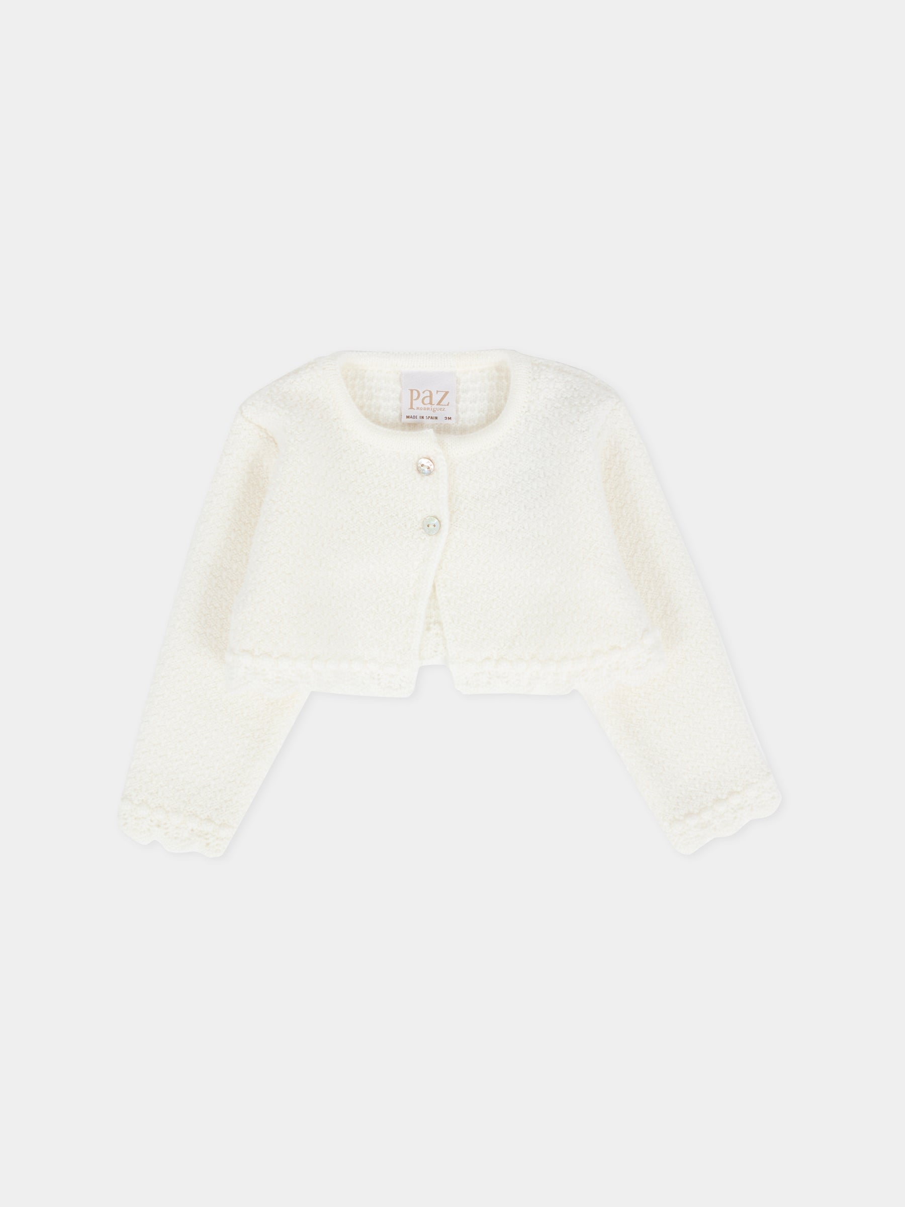 Cardigan avorio per neonata,Paz Rodríguez,001 112837 60 H07