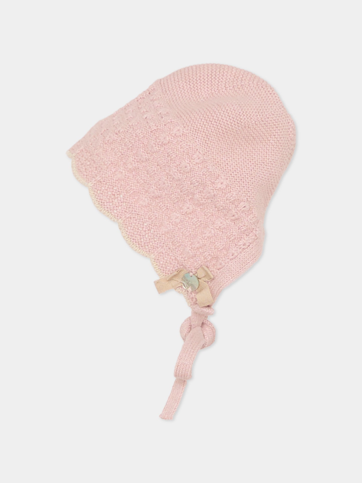 Cuffia rosa per neonata con fiocco,Paz Rodríguez,011 123109 3273 H94