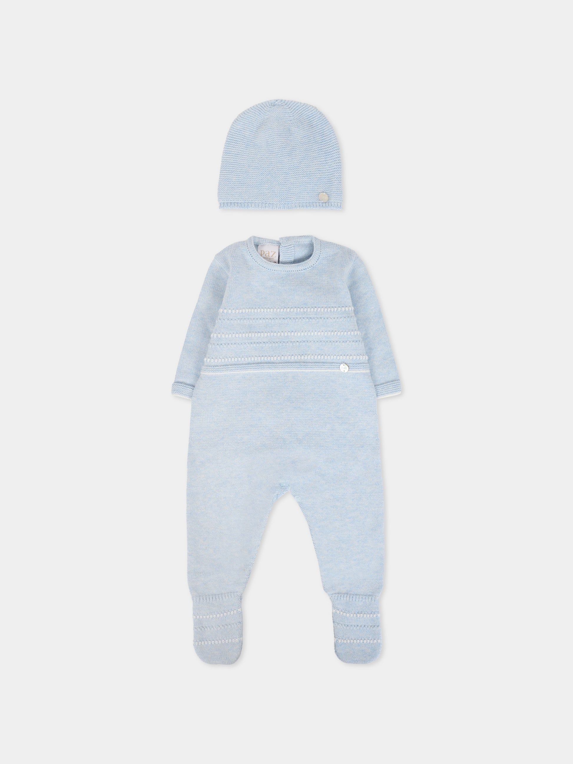 Set tutina celeste per neonato con logo,Paz Rodríguez,105 122789 8060 H94