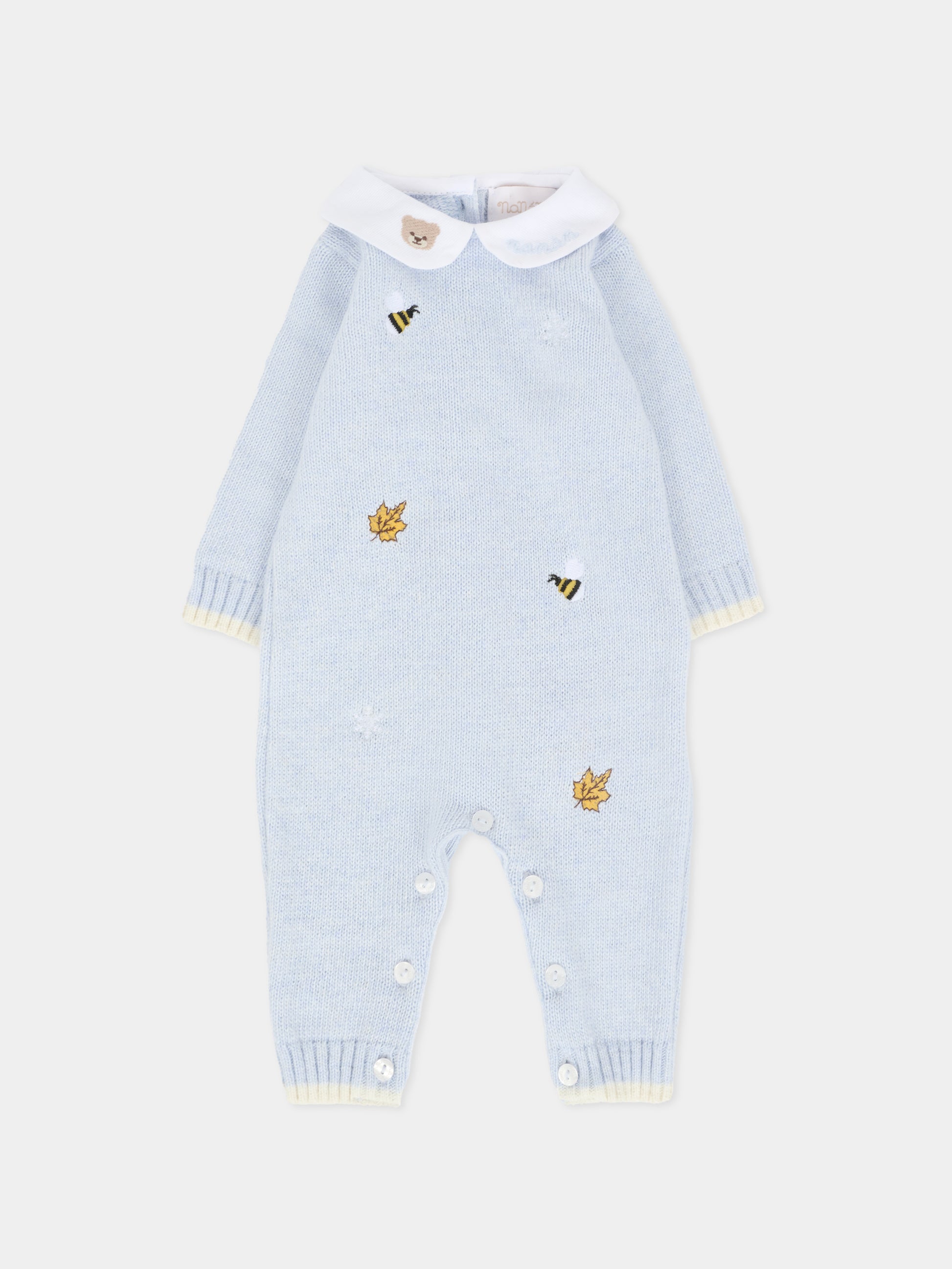Tutina celeste per neonato con api ricamate,Nanán,I25009A