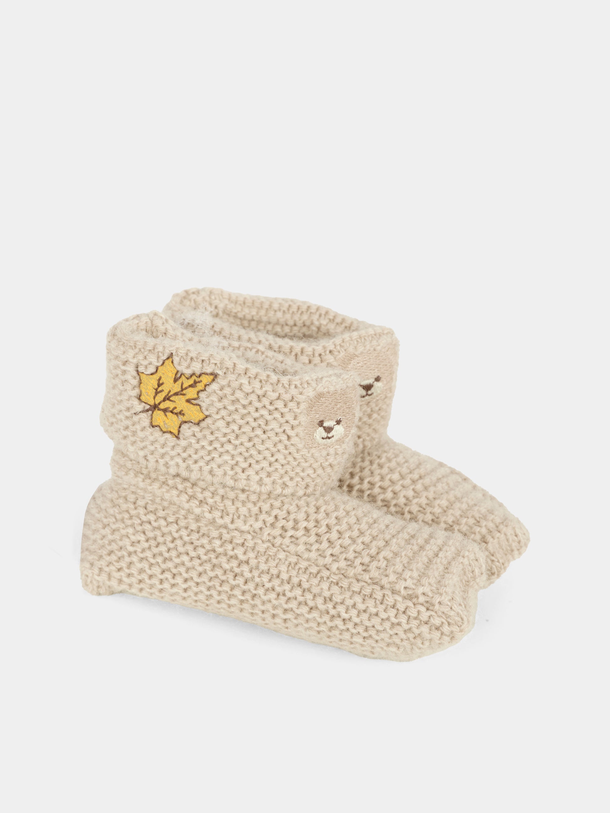 Babbucce beige per neonati con ape,Nanán,I25013BE