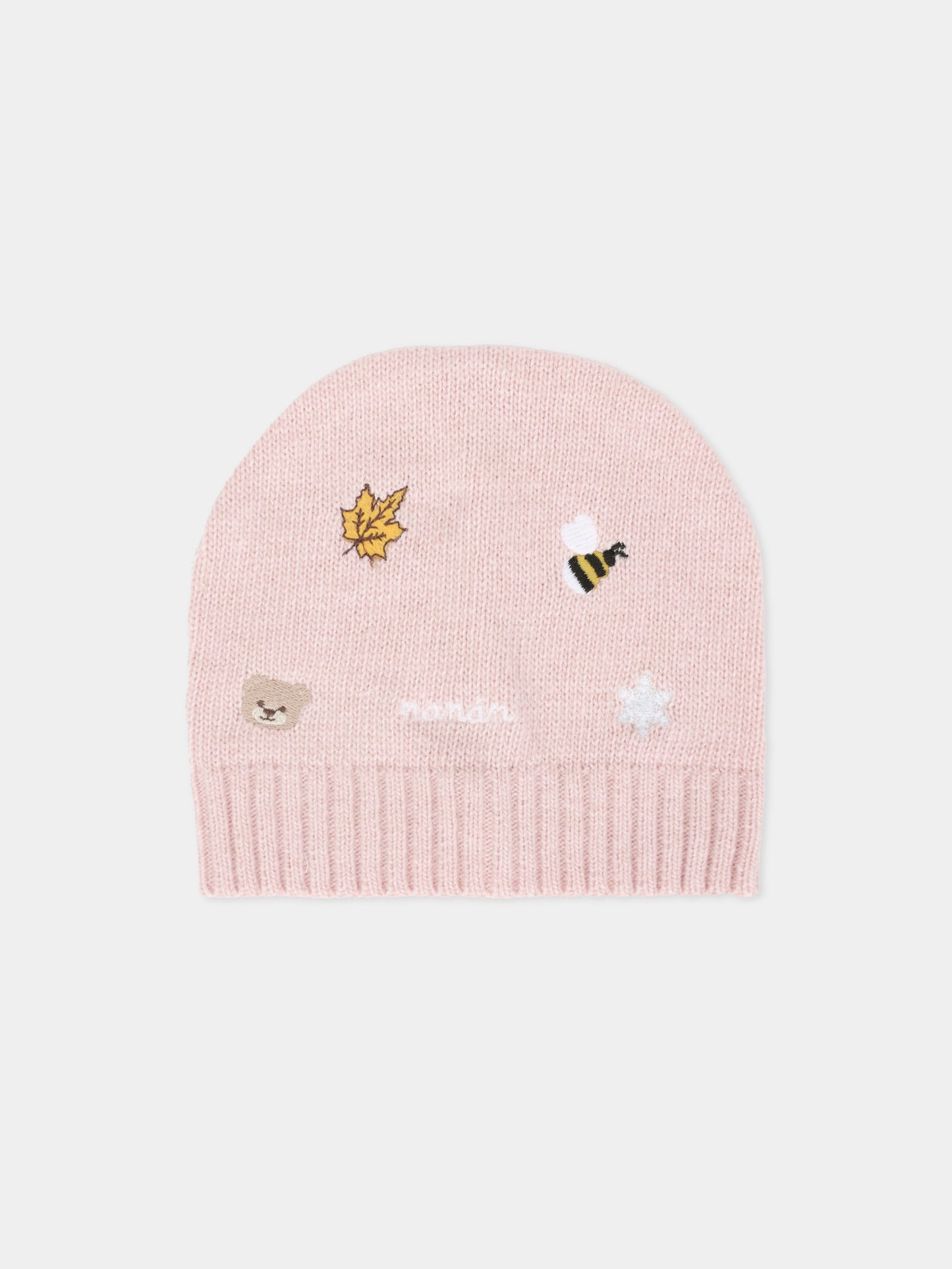 Berretto rosa  per neonata con ape,Nanán,I25014R