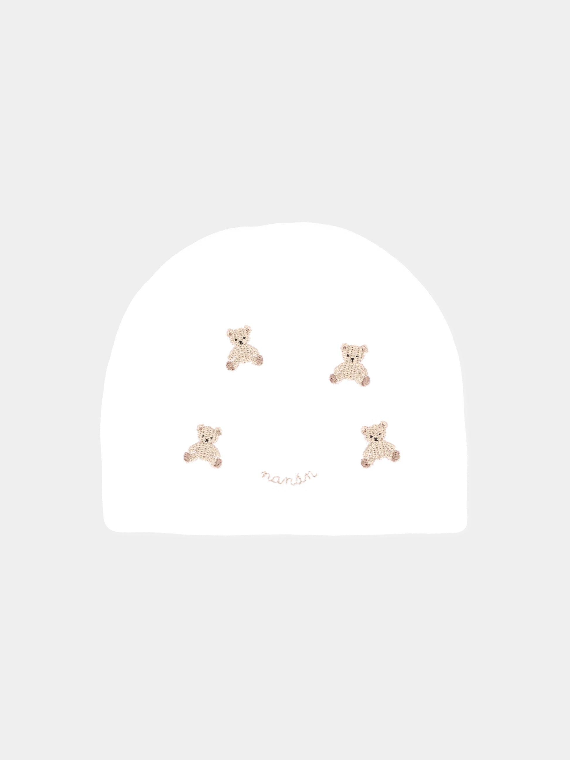Cappello bianco per neonati con orsetti,Nanán,I25018B
