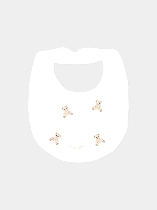 Bavaglino bianco per neonati con orsetti,Nanán,I25019B