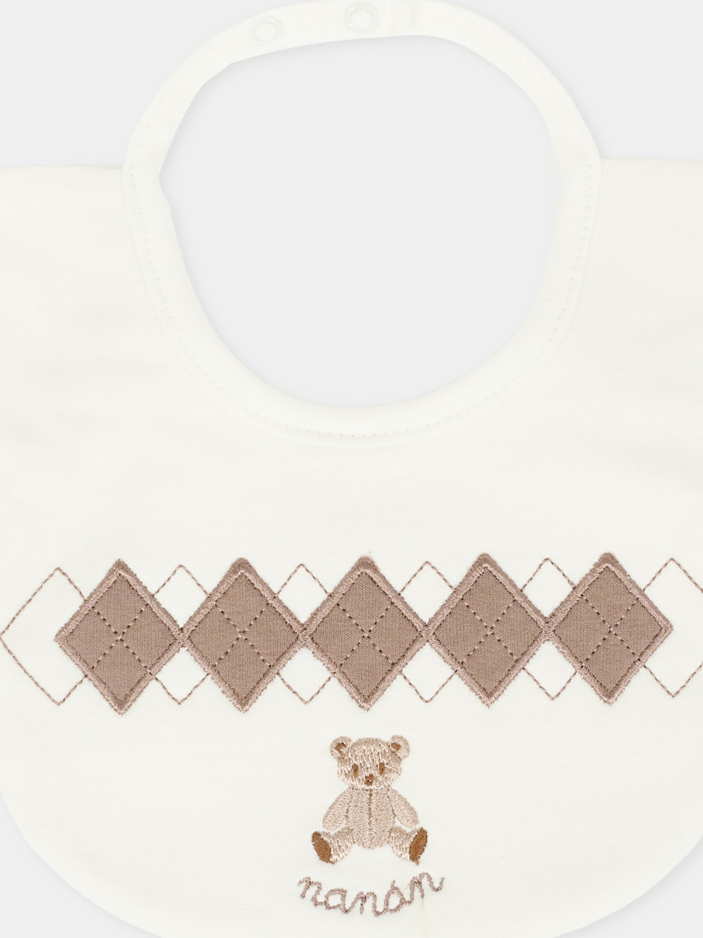 Bavaglino avorio per neonati con orsetto,Nanán,I25111P