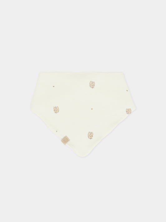 Bavaglino avorio per neonati con stampa scoiattolo,Bamboom,1078 SQUIRREL PRINT
