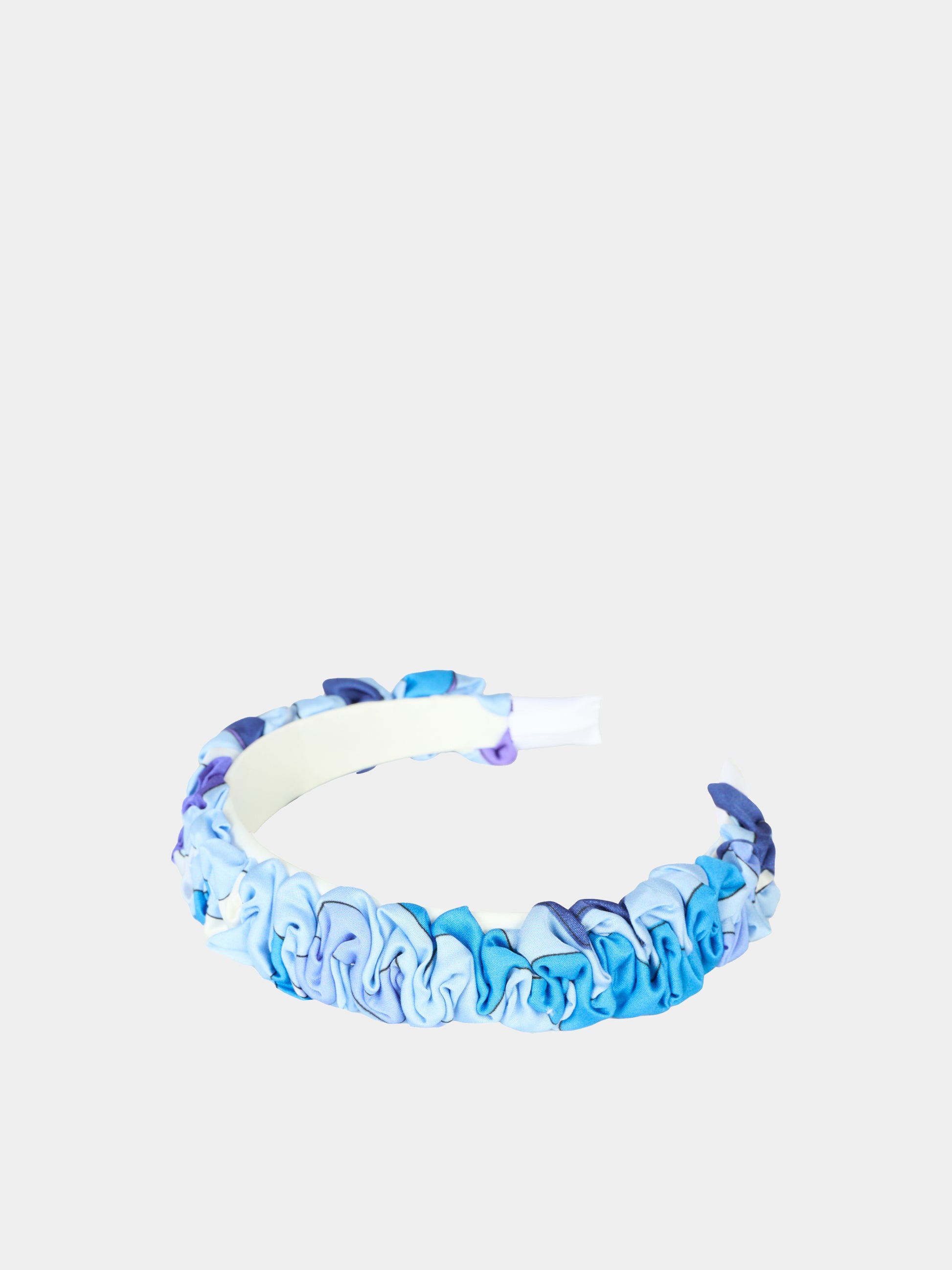 Cerchietto blu per bambina con stampa marmo,Emilio Pucci Junior,PX0B04 S0213 101BL