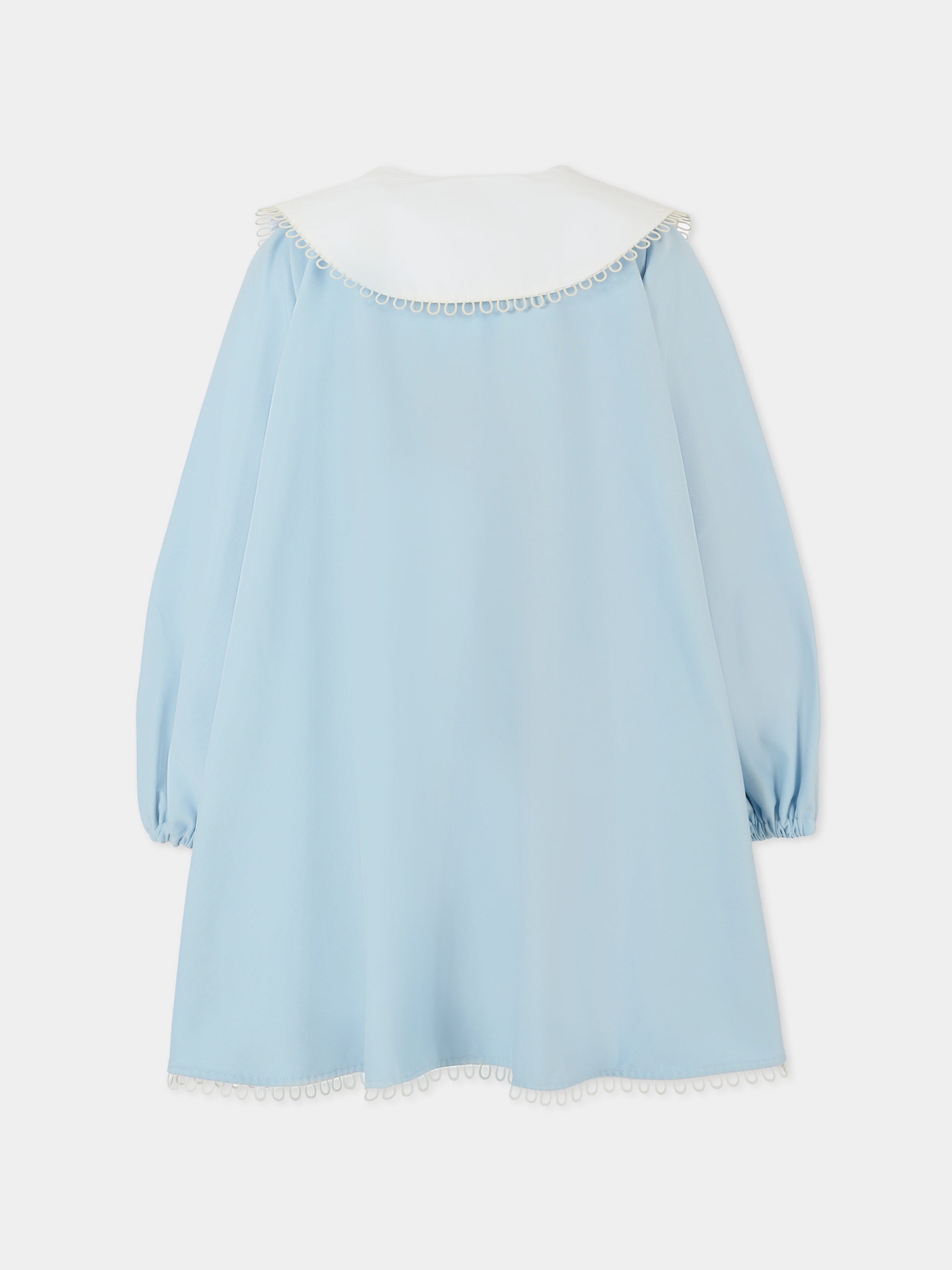 Vestito celeste per bambina con uccelli,Pangolini Kids,DRESS THE FLIGHT OF BIRDS