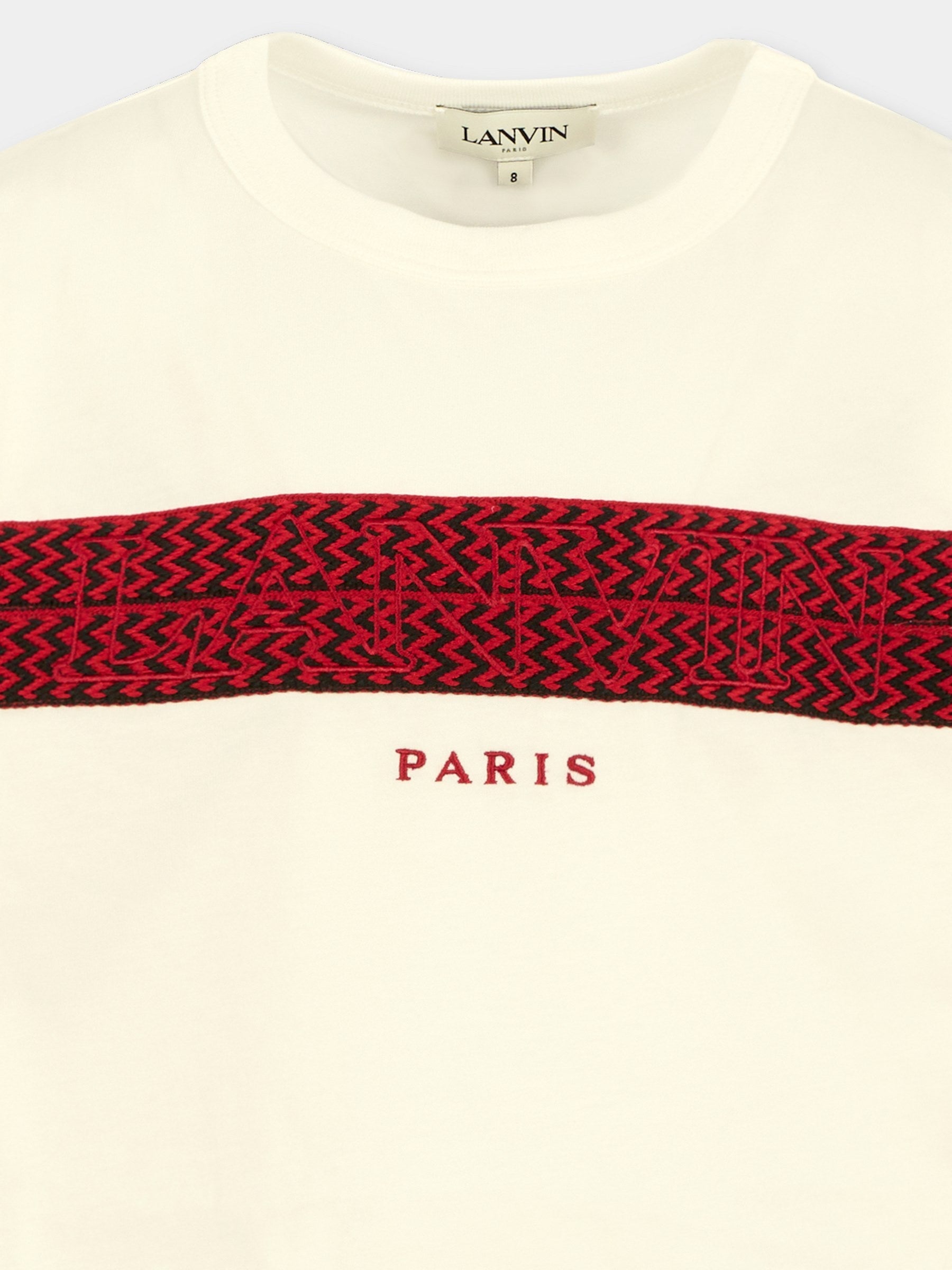 T-shirt avorio per bambino con logo,Lanvin Petite,N30287 N89