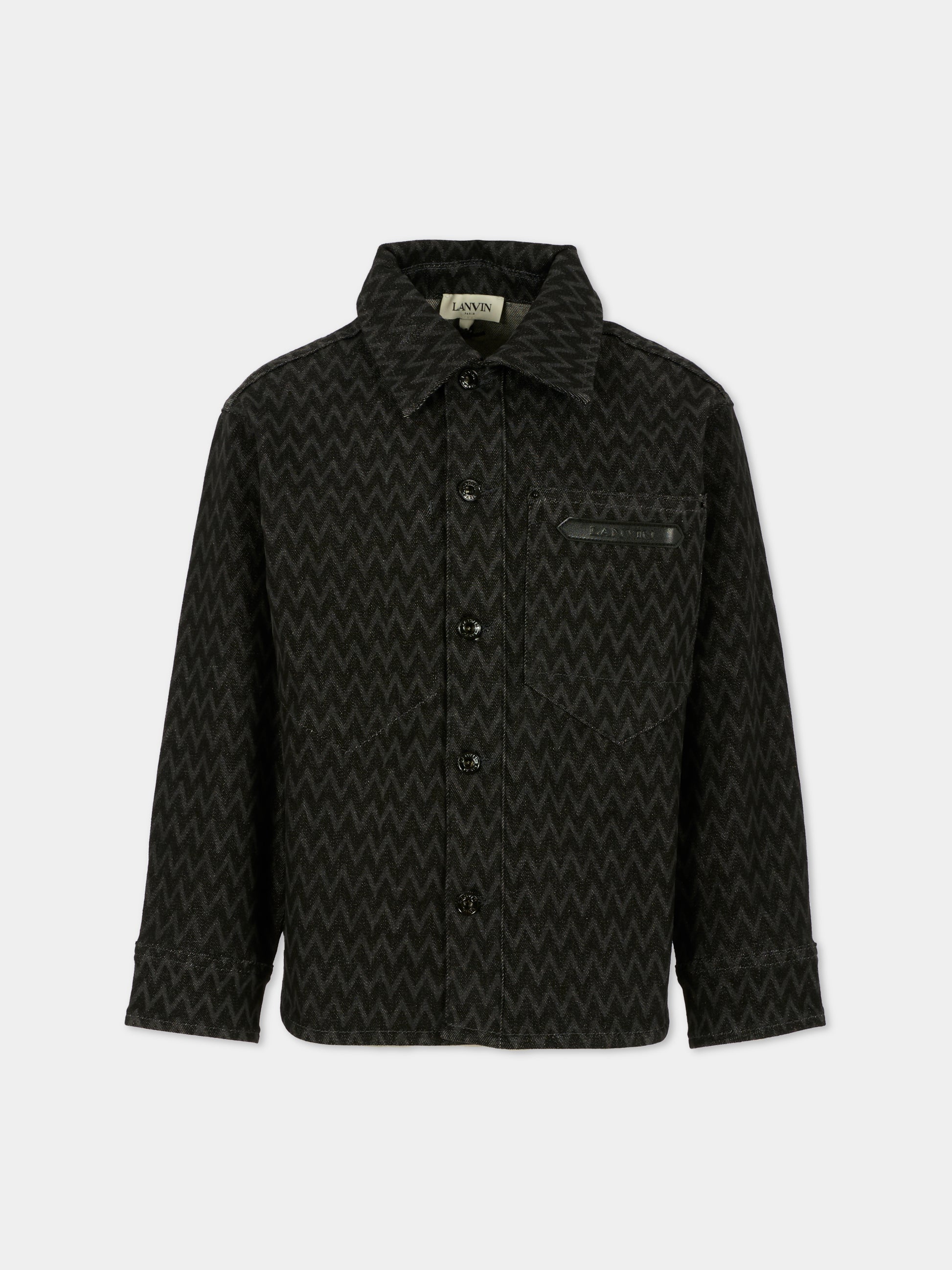 Camicia denim per bambino con logo ricamato,Lanvin Petite,N30290 Z11