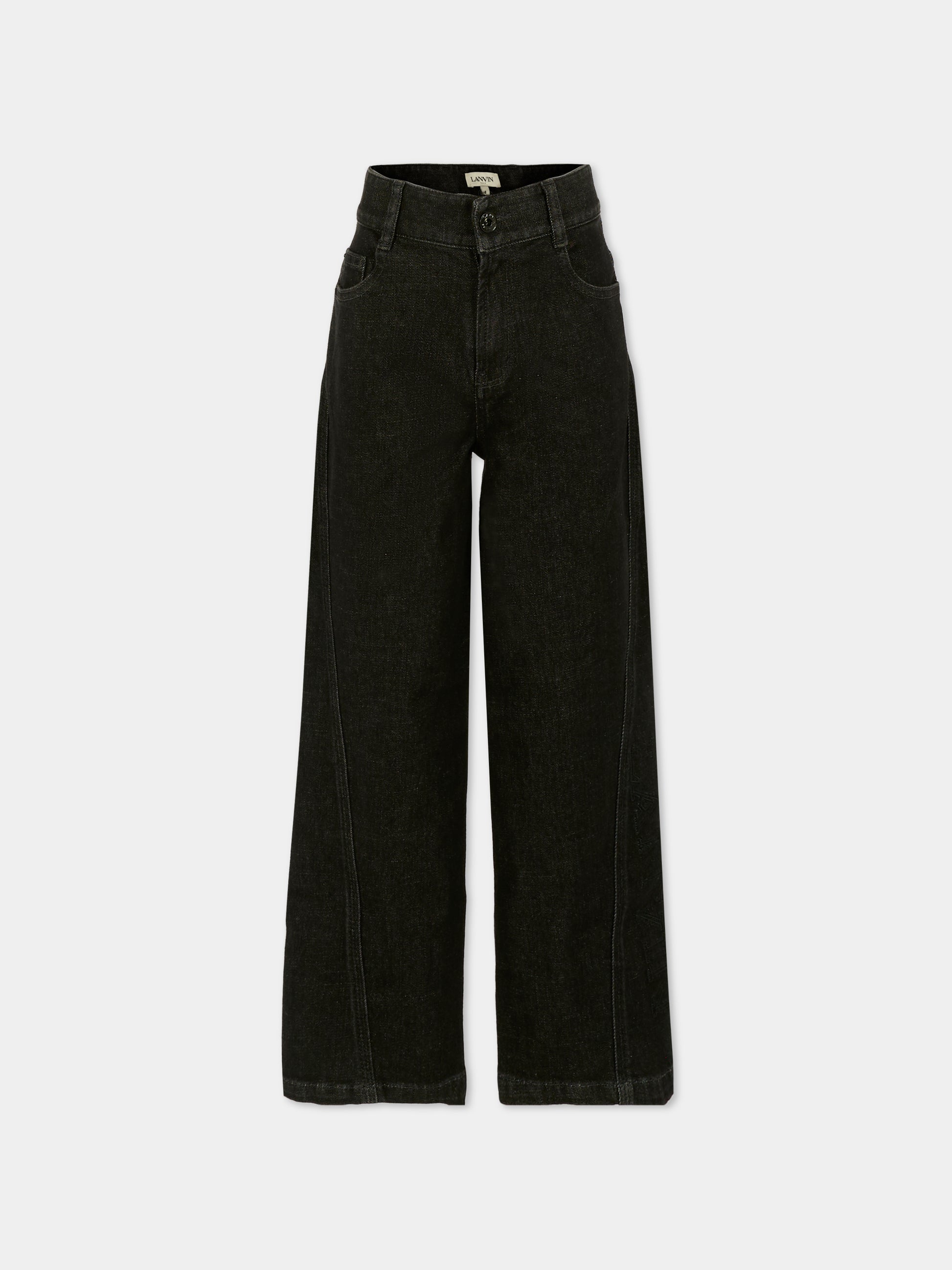 Jeans neri per bambino con logo,Lanvin Petite,N30320 Z11