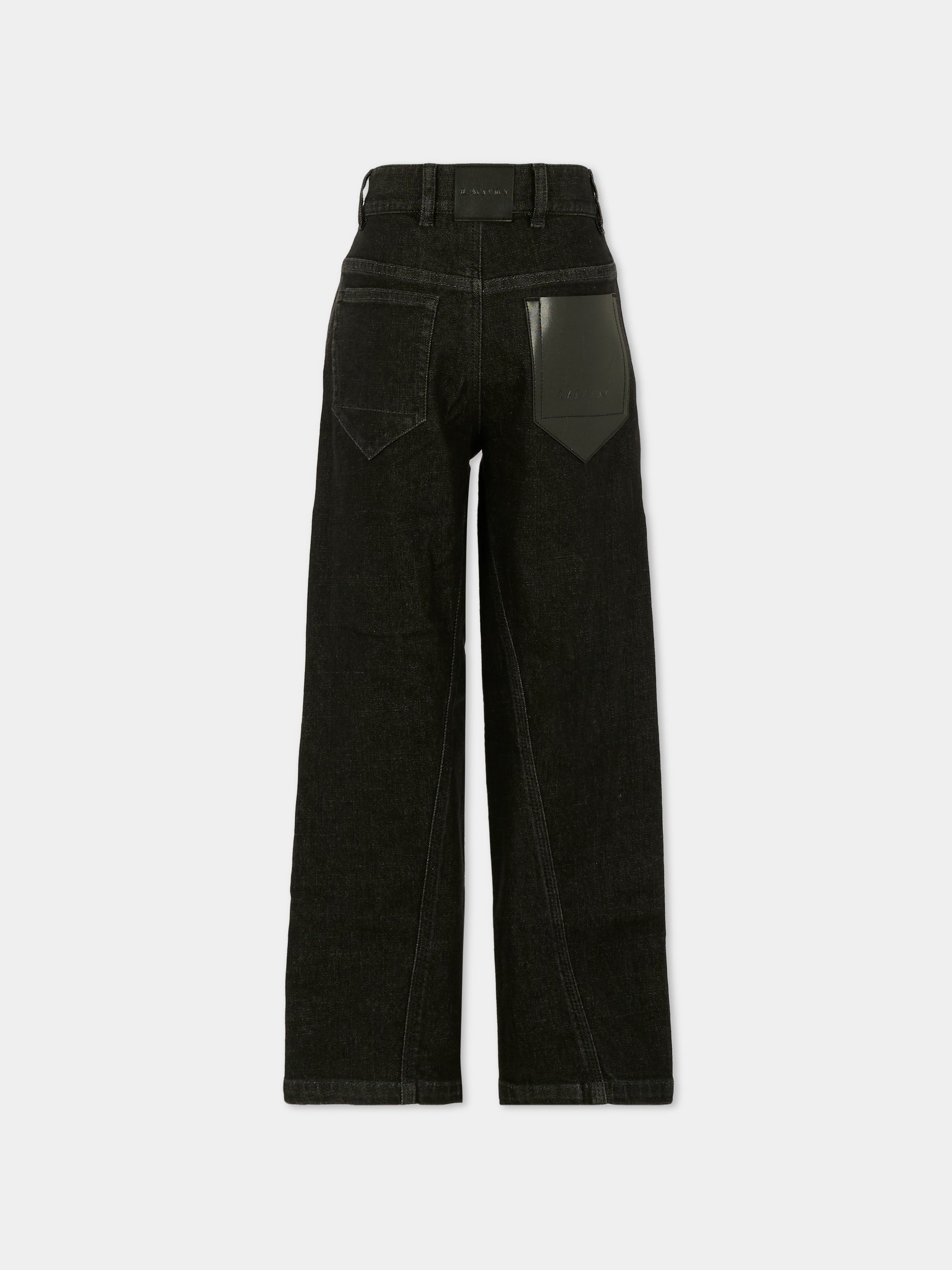 Jeans neri per bambino con logo,Lanvin Petite,N30320 Z11