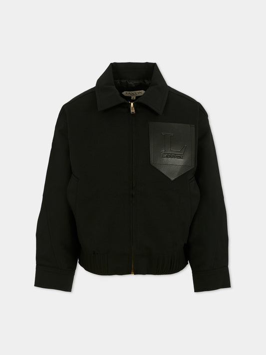 Giacca nera per bambino con logo,Lanvin Petite,N30305 09B