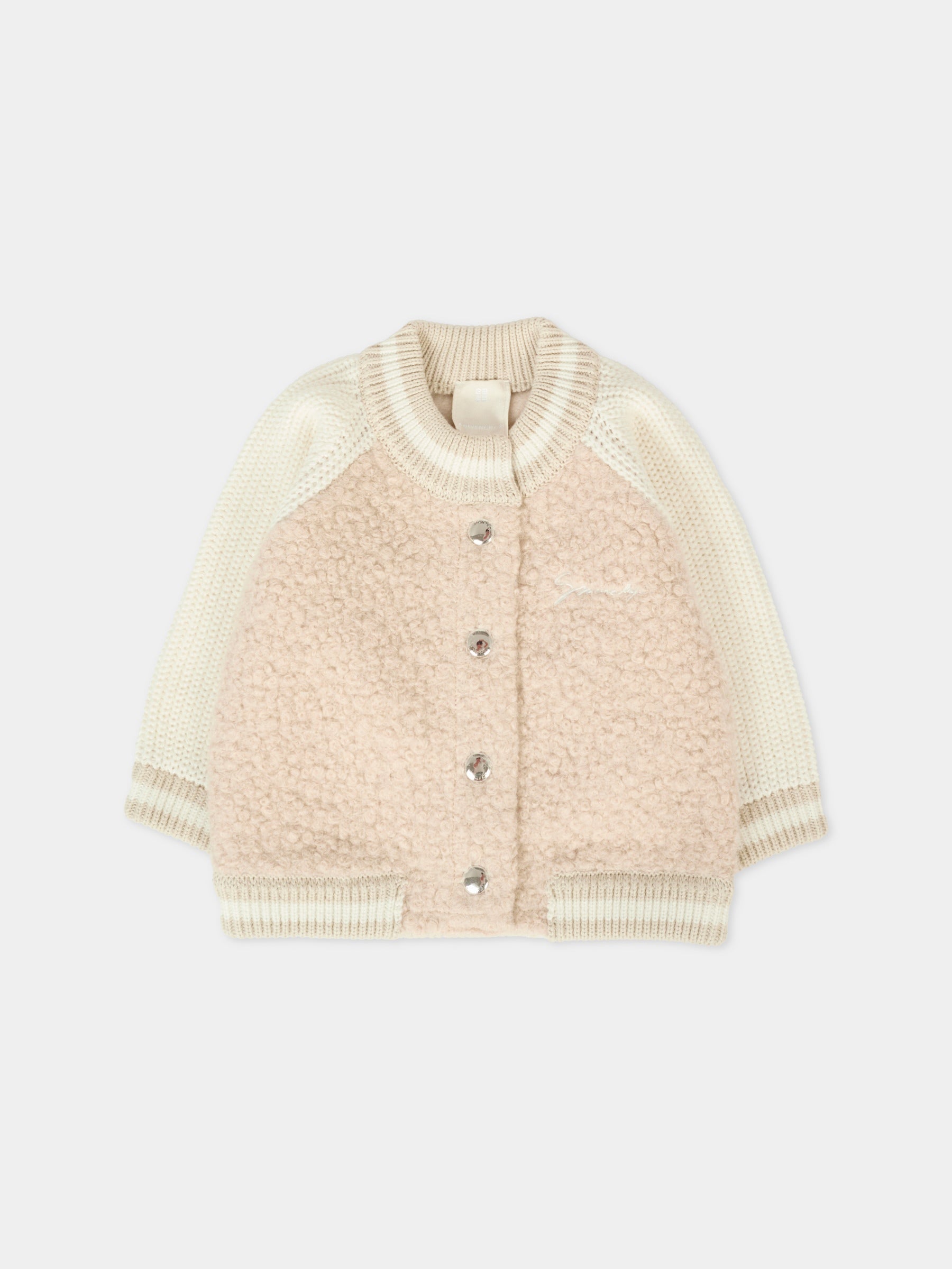 Bomber beige per neonata con logo,Givenchy Kids,H31022 184